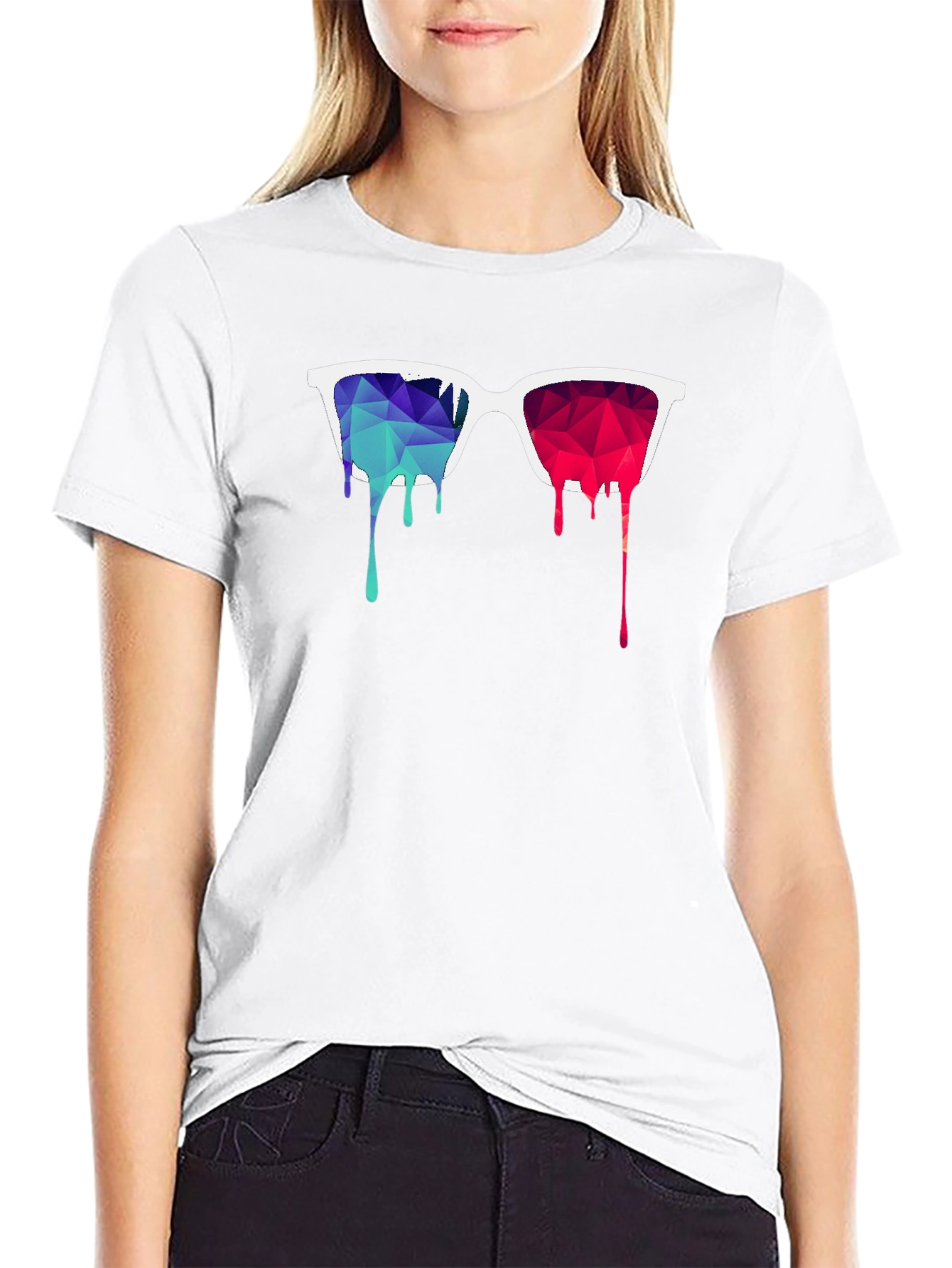 Geometric Dripping Sunglasses Graphic Tee