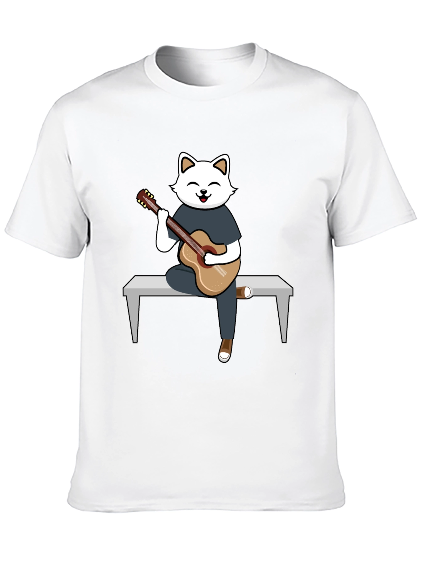 Cat Guitarist Graphic T-Shirt - Playful Design Soft Cotton
