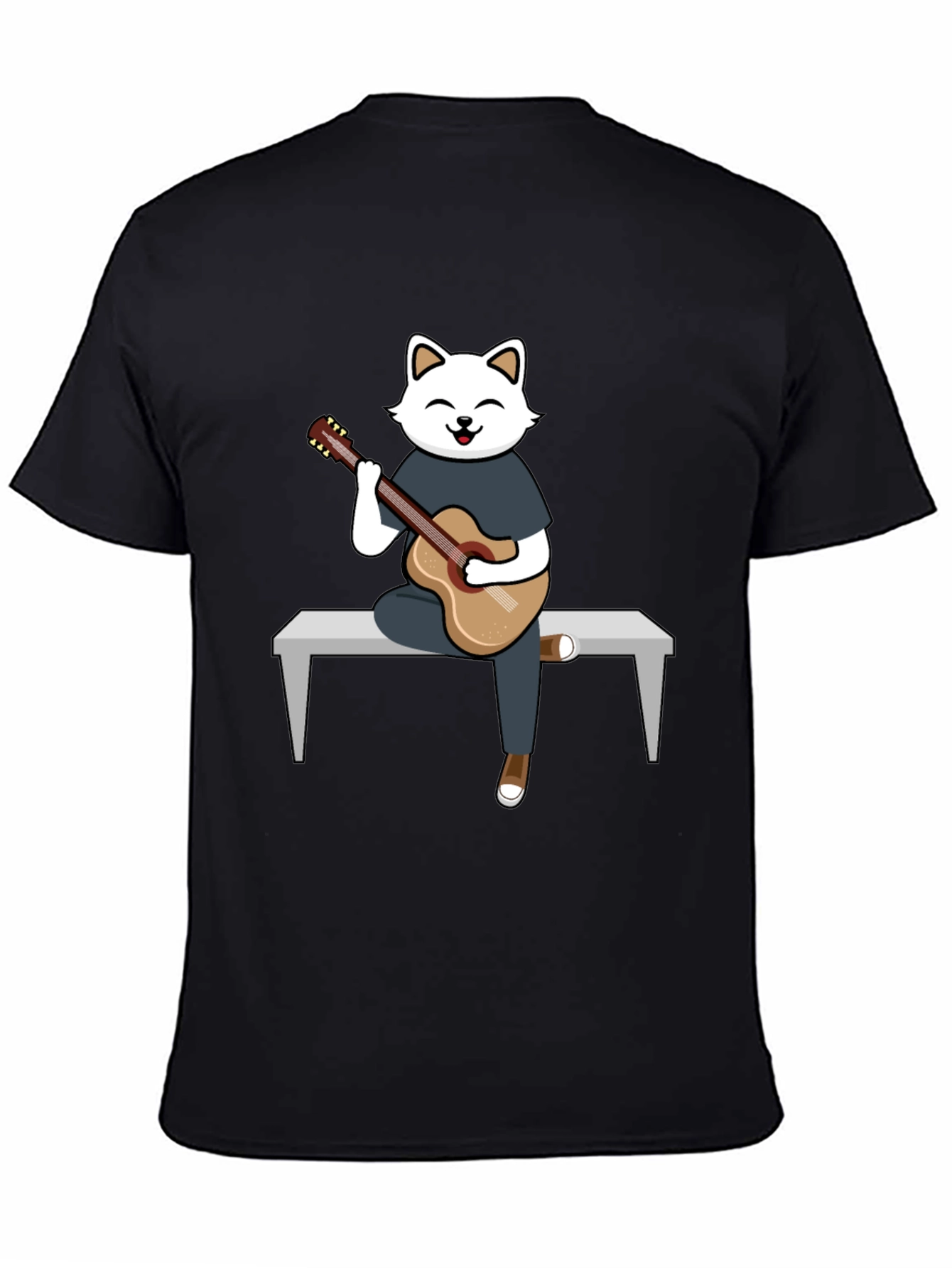 Cat Guitarist Graphic T-Shirt - Playful Design Soft Cotton