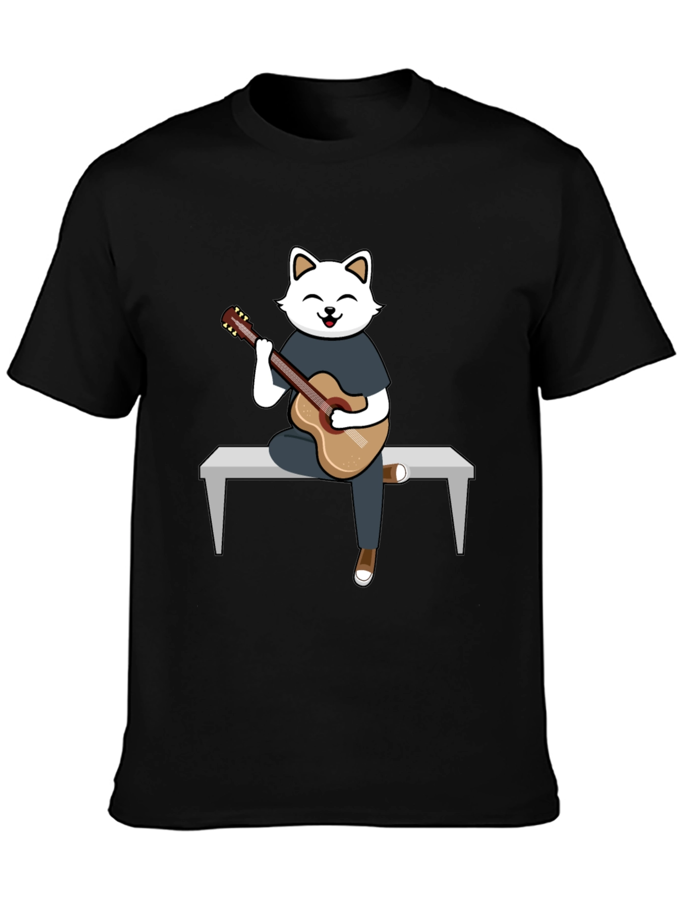 Cat Guitarist Graphic T-Shirt - Playful Design Soft Cotton