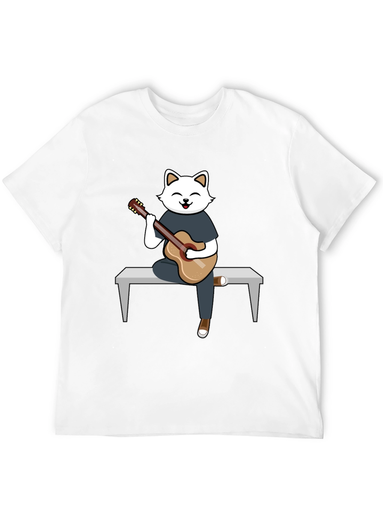 Cat Guitarist Graphic T-Shirt - Playful Design Soft Cotton