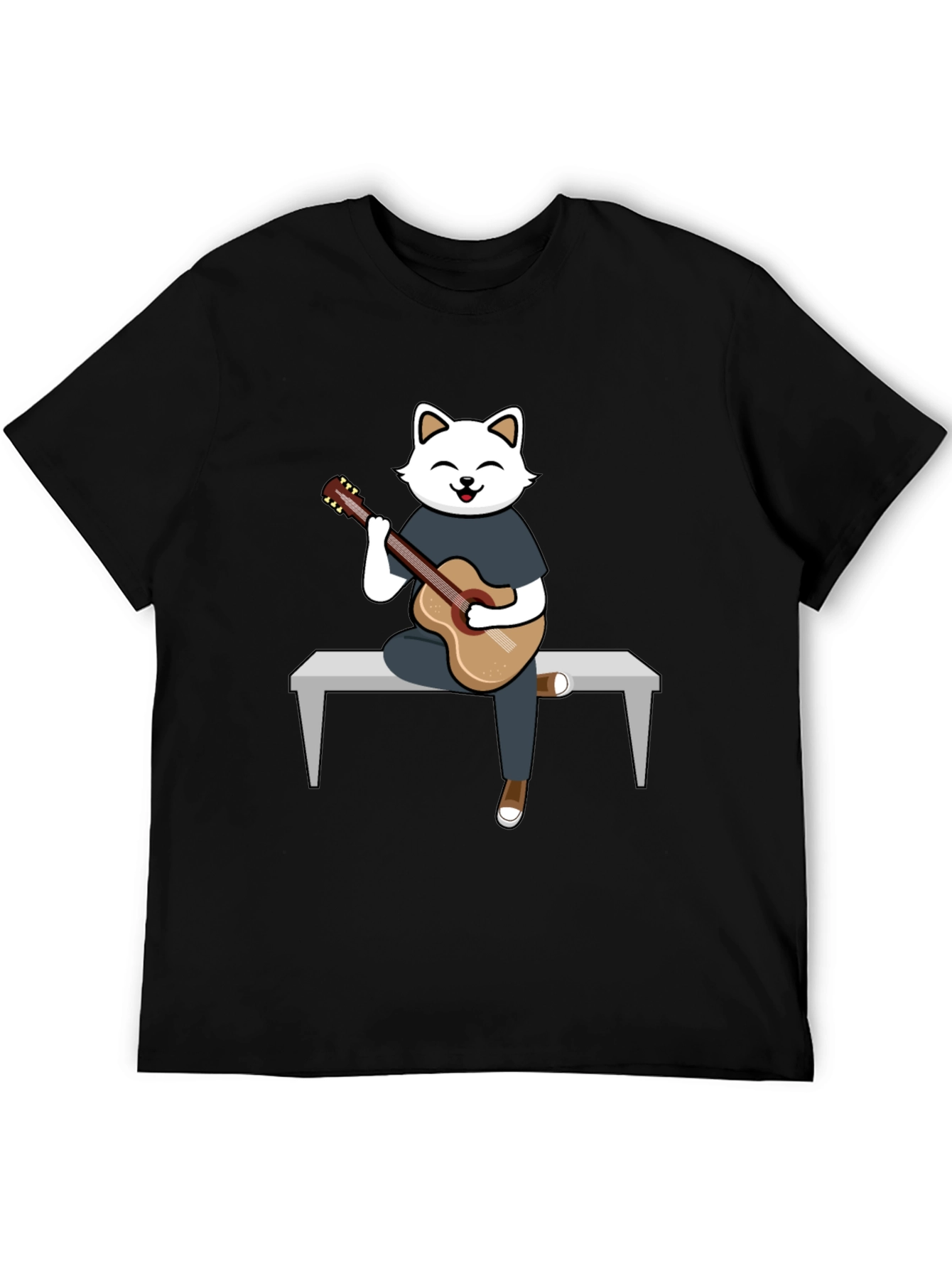 Cat Guitarist Graphic T-Shirt - Playful Design Soft Cotton