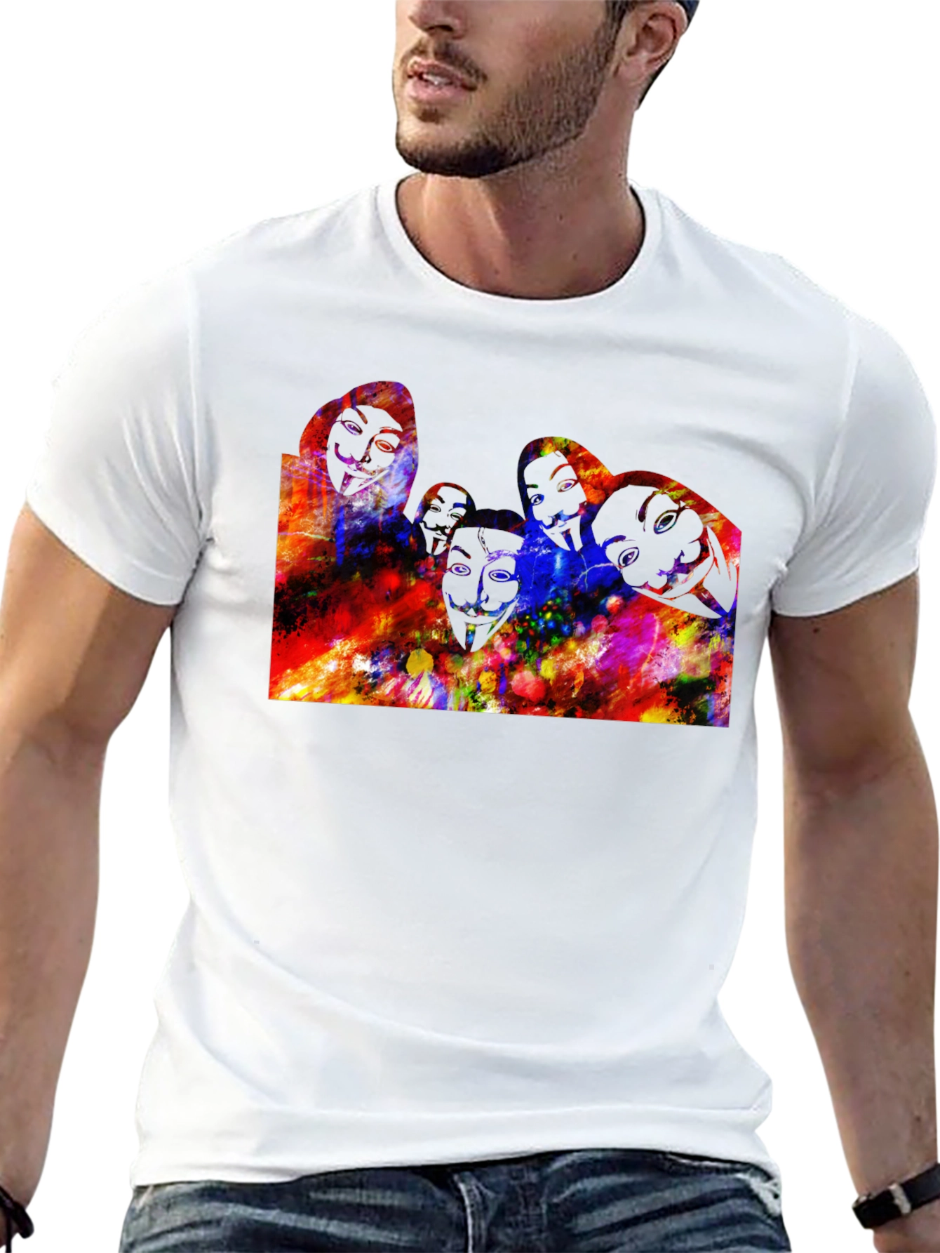 Abstract Faces Graphic Black T-Shirt