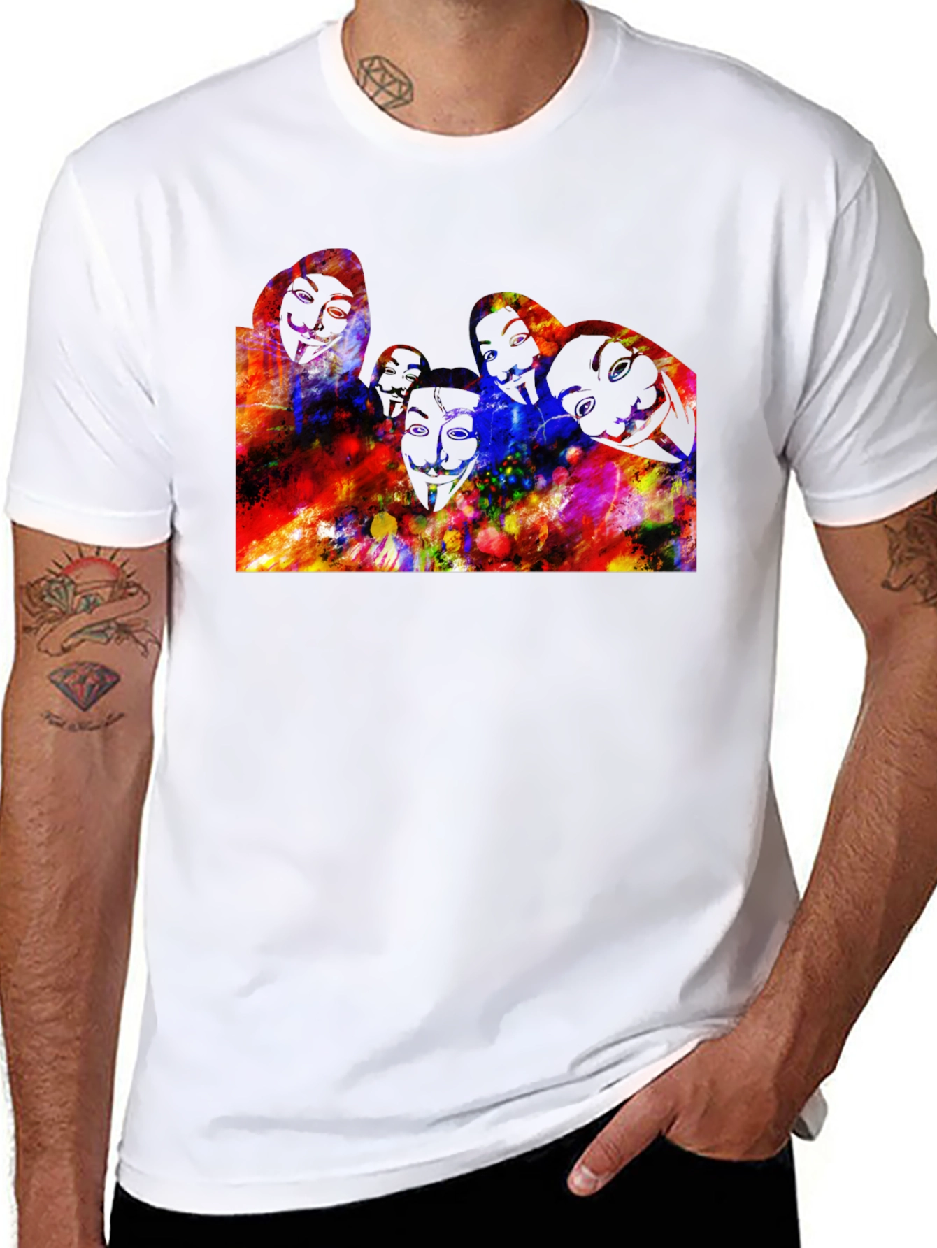 Abstract Faces Graphic Black T-Shirt