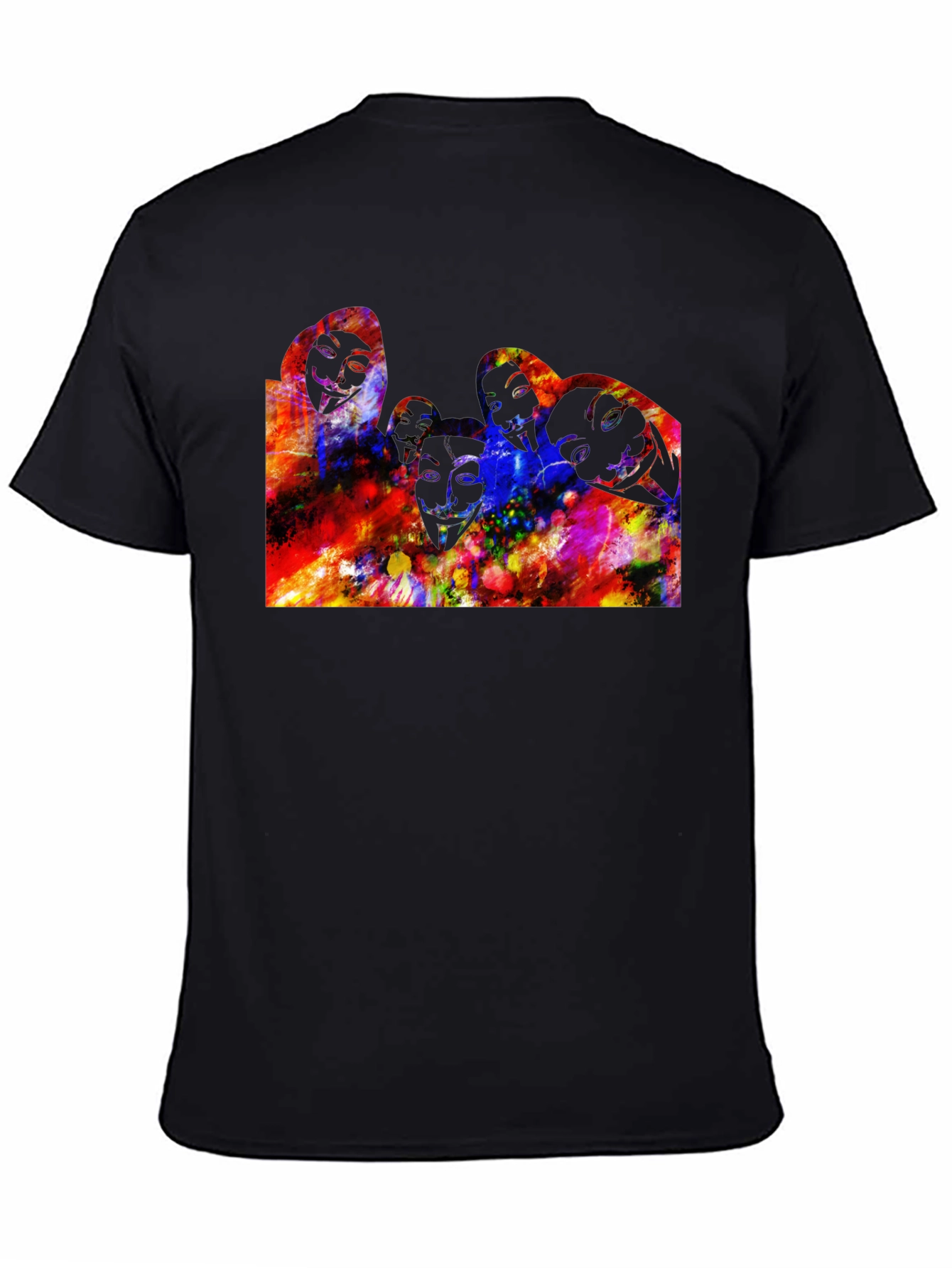 Abstract Faces Graphic Black T-Shirt