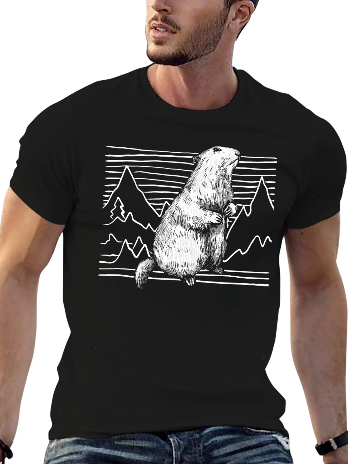 Mountain Marmot T-Shirt - Black Graphic Tee