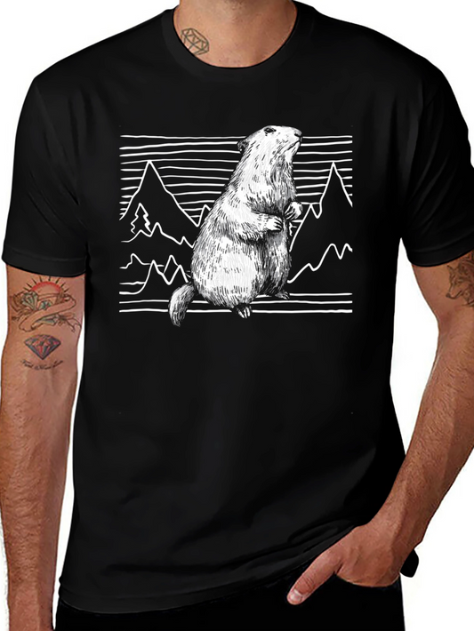 Mountain Marmot T-Shirt - Black Graphic Tee