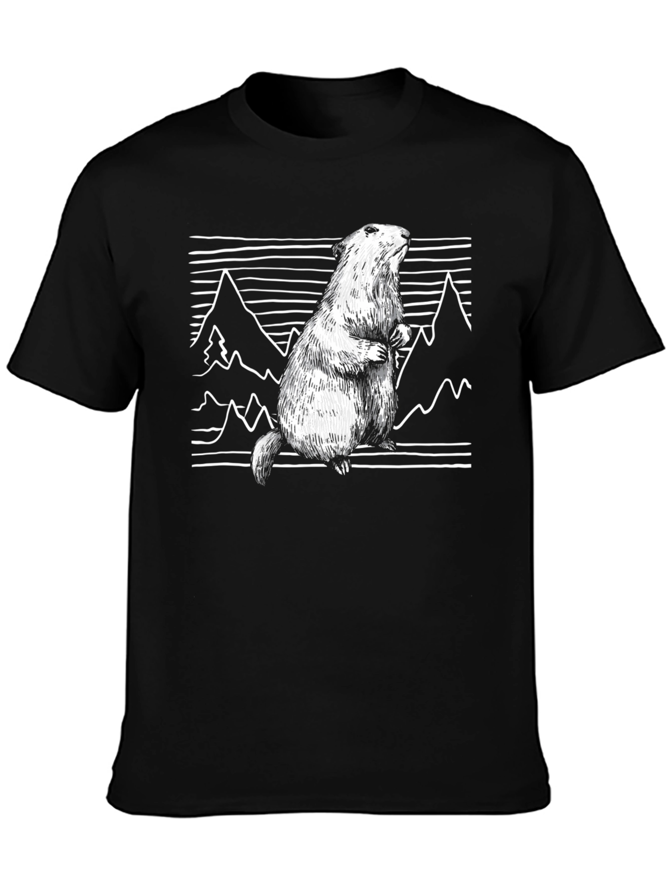 Mountain Marmot T-Shirt - Black Graphic Tee