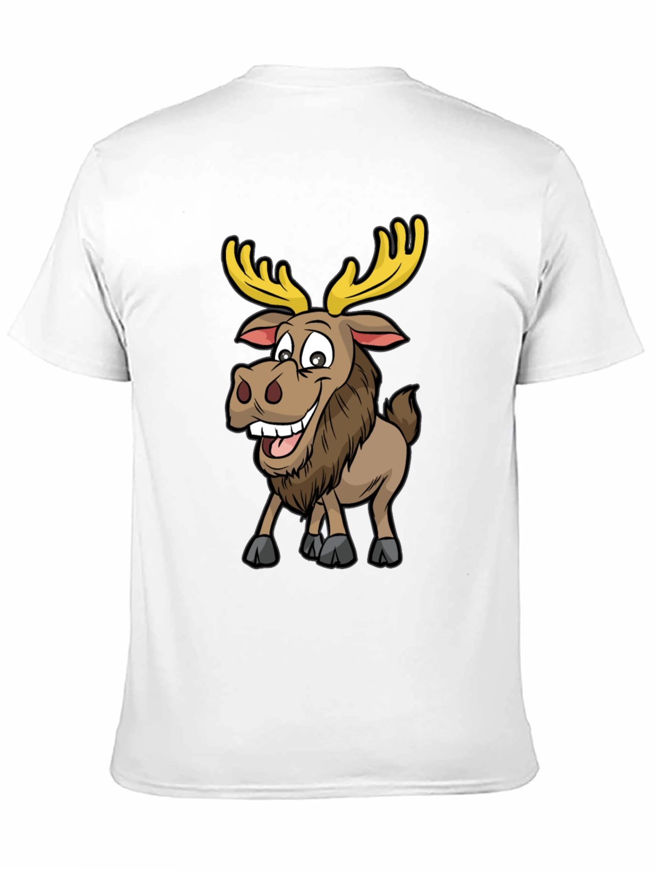 Moose Cartoon Graphic T-Shirt - Black