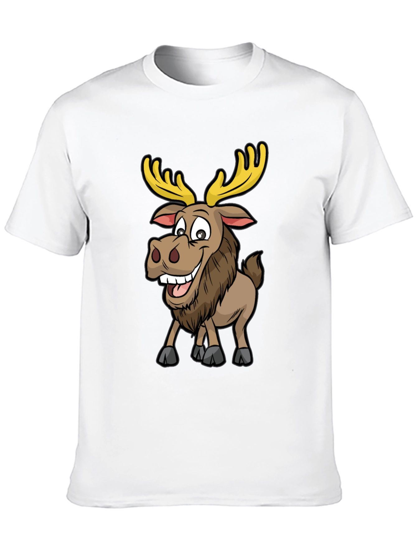 Moose Cartoon Graphic T-Shirt - Black