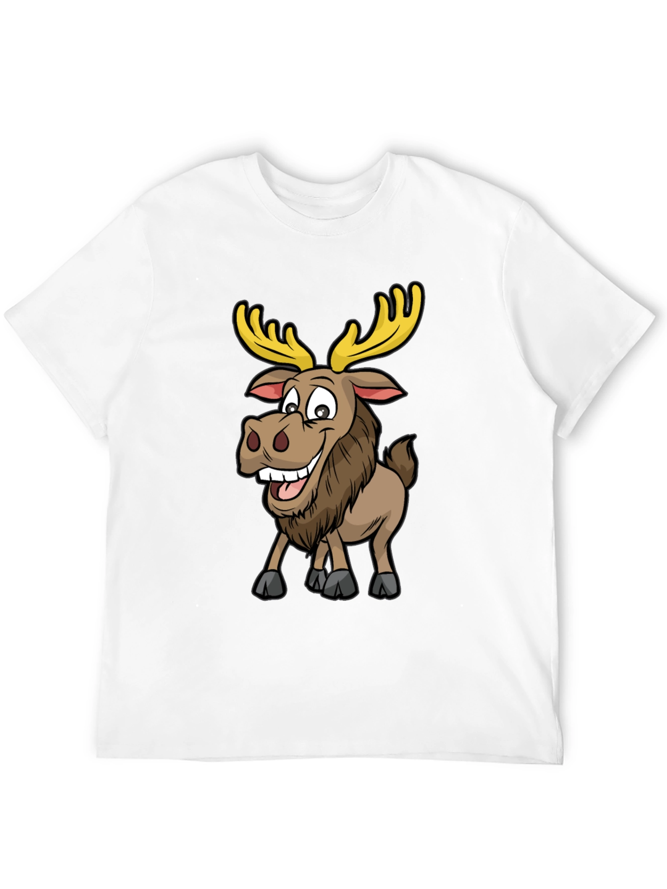 Moose Cartoon Graphic T-Shirt - Black