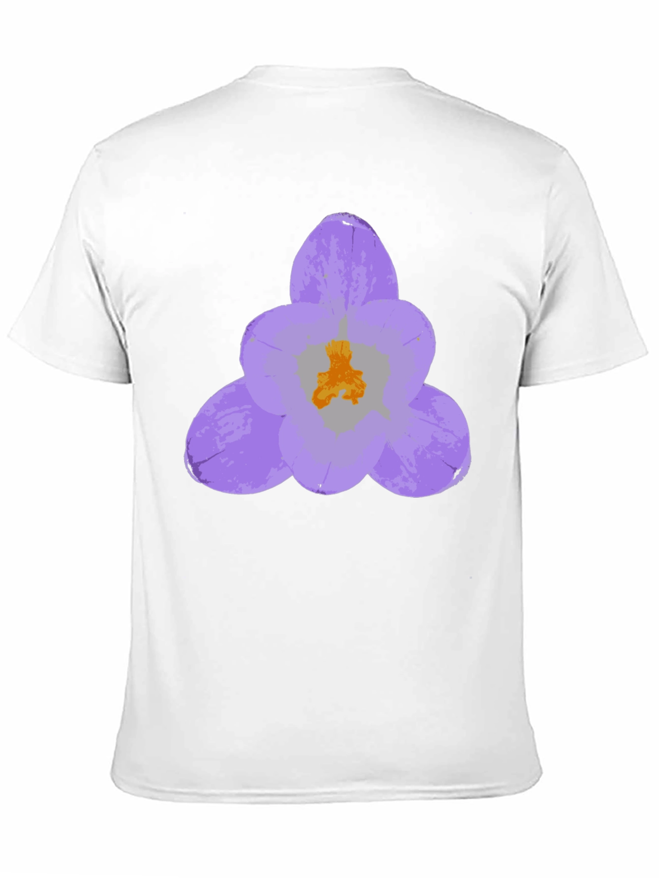 Black T-Shirt with Lavender Crocus Flower Design
