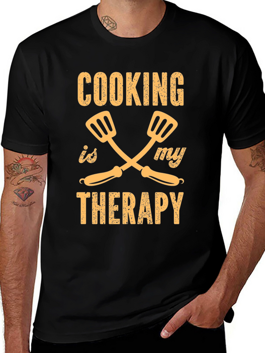 Cooking is My Therapy T-Shirt - Funny Chef BBQ Grill Gift