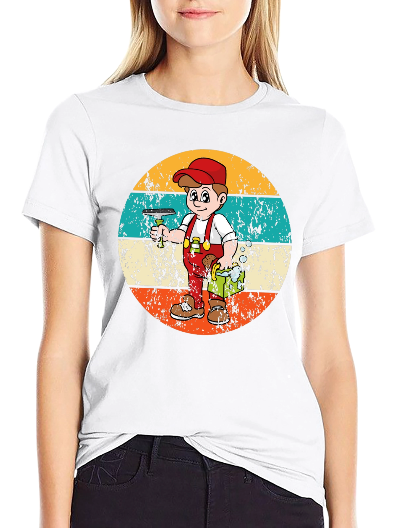 Window Washer Cartoon T-Shirt