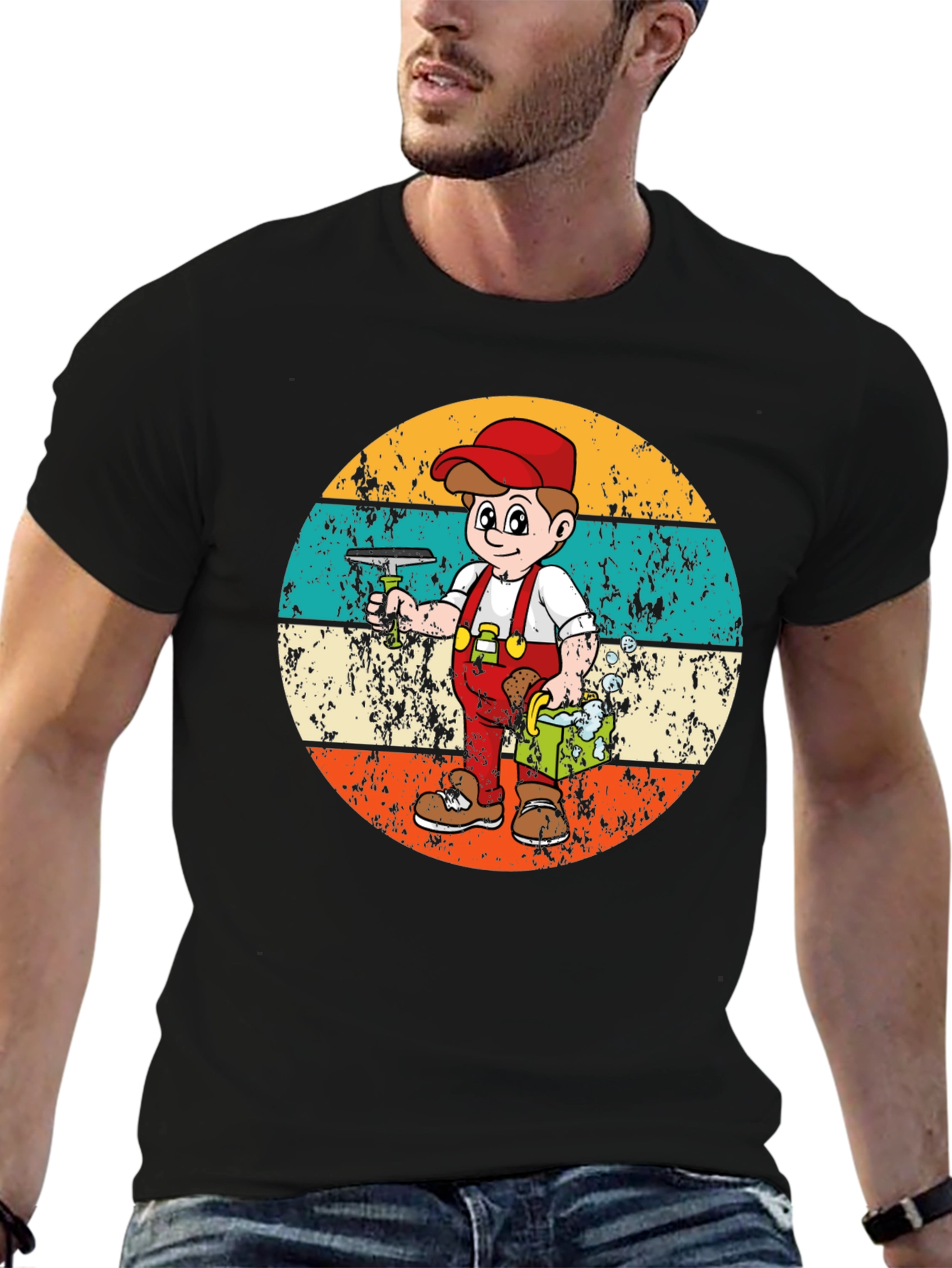 Window Washer Cartoon T-Shirt
