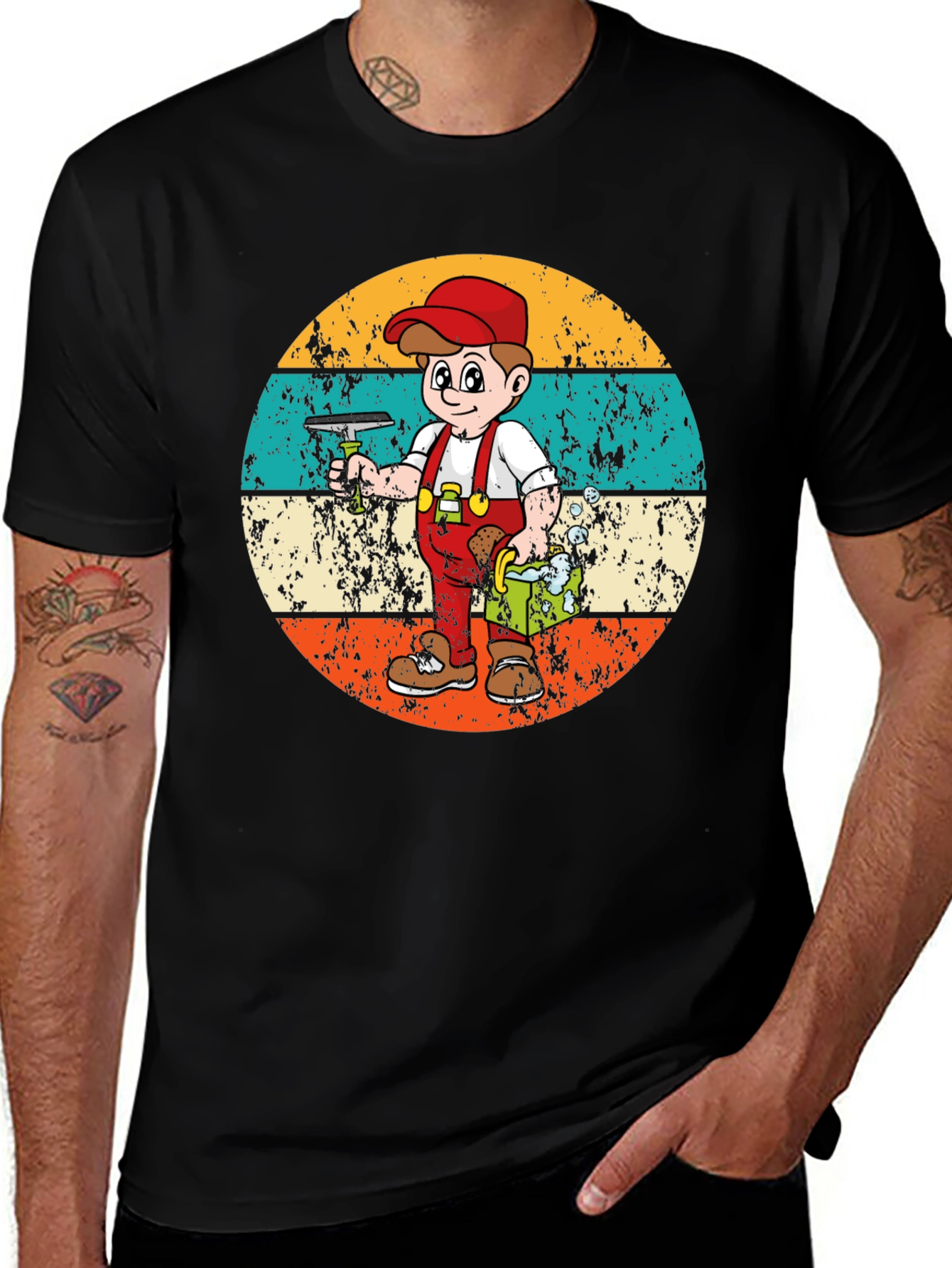 Window Washer Cartoon T-Shirt