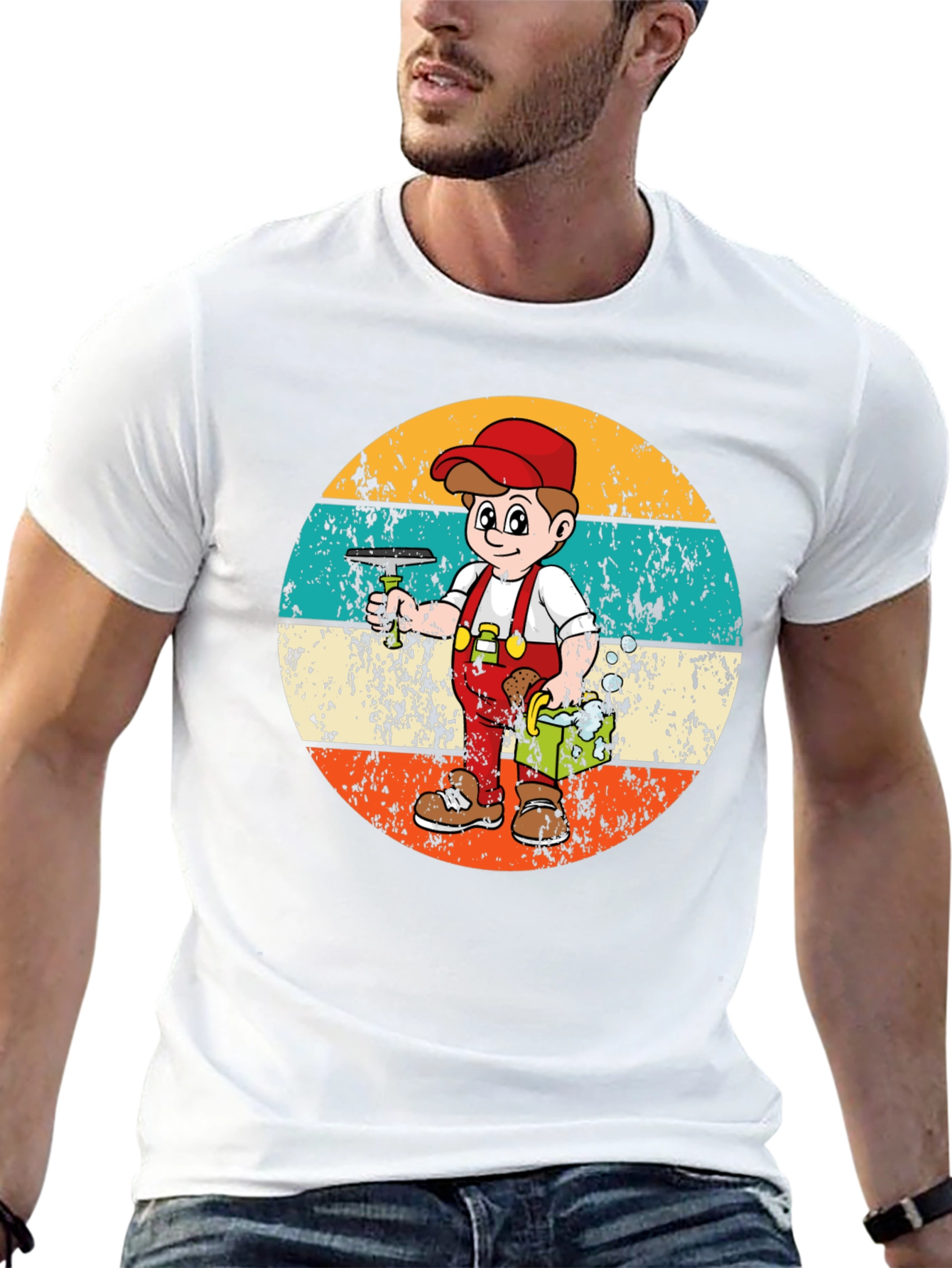 Window Washer Cartoon T-Shirt