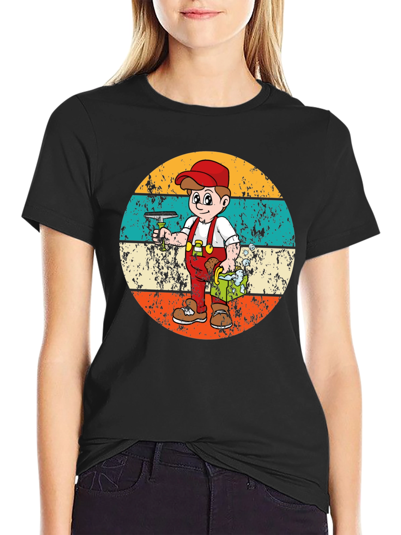 Window Washer Cartoon T-Shirt