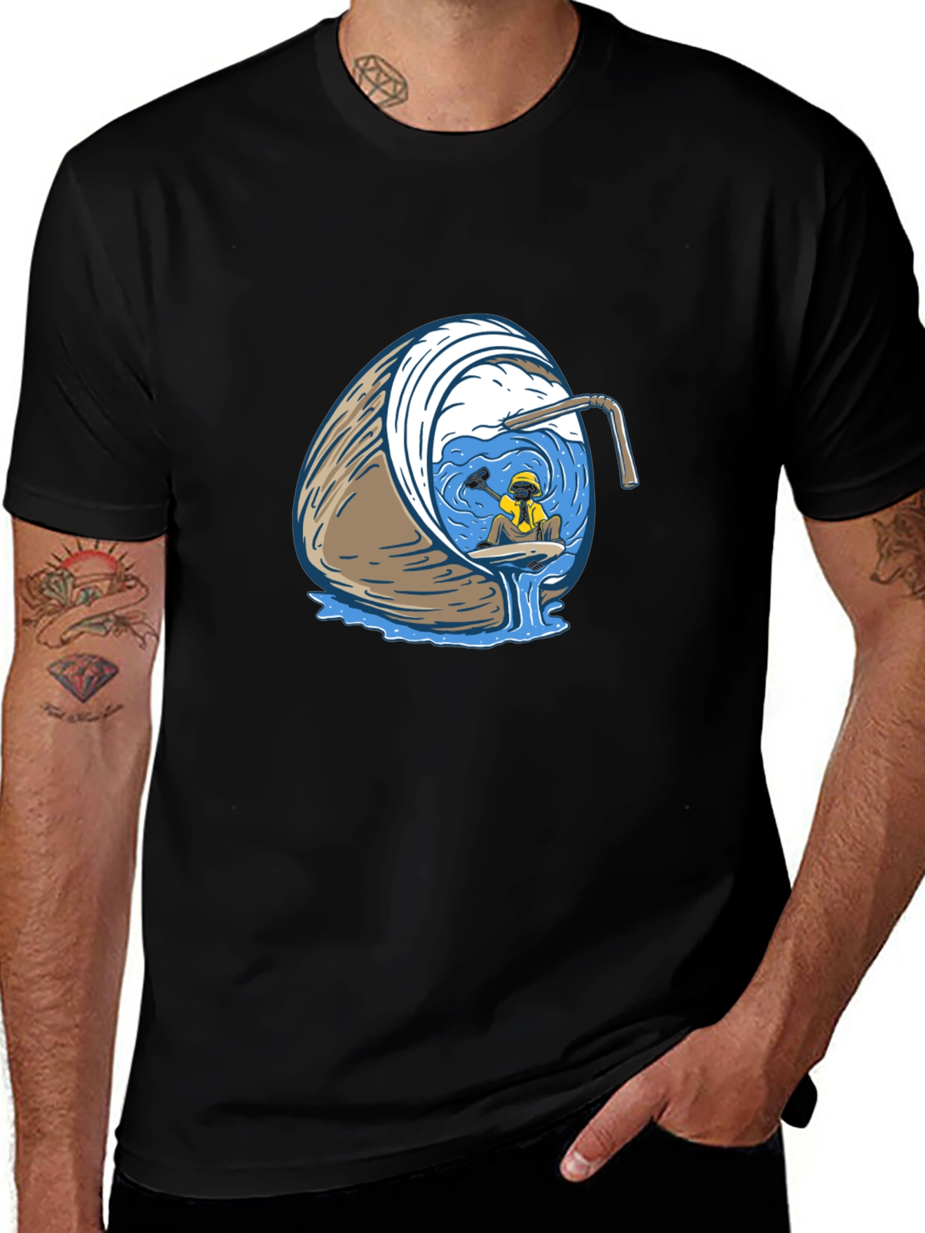 Coconut Diver Graphic Tee - Black