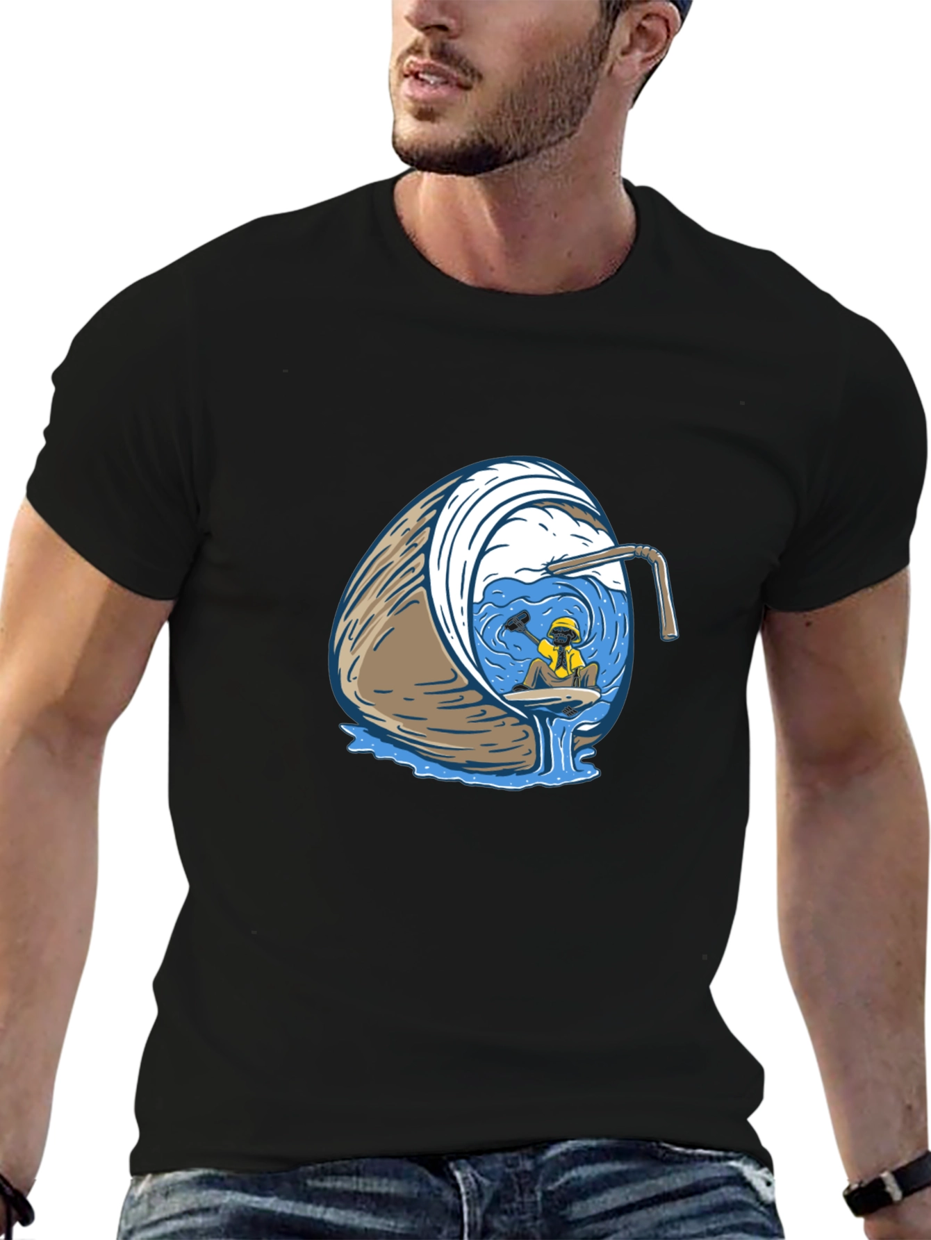 Coconut Diver Graphic Tee - Black