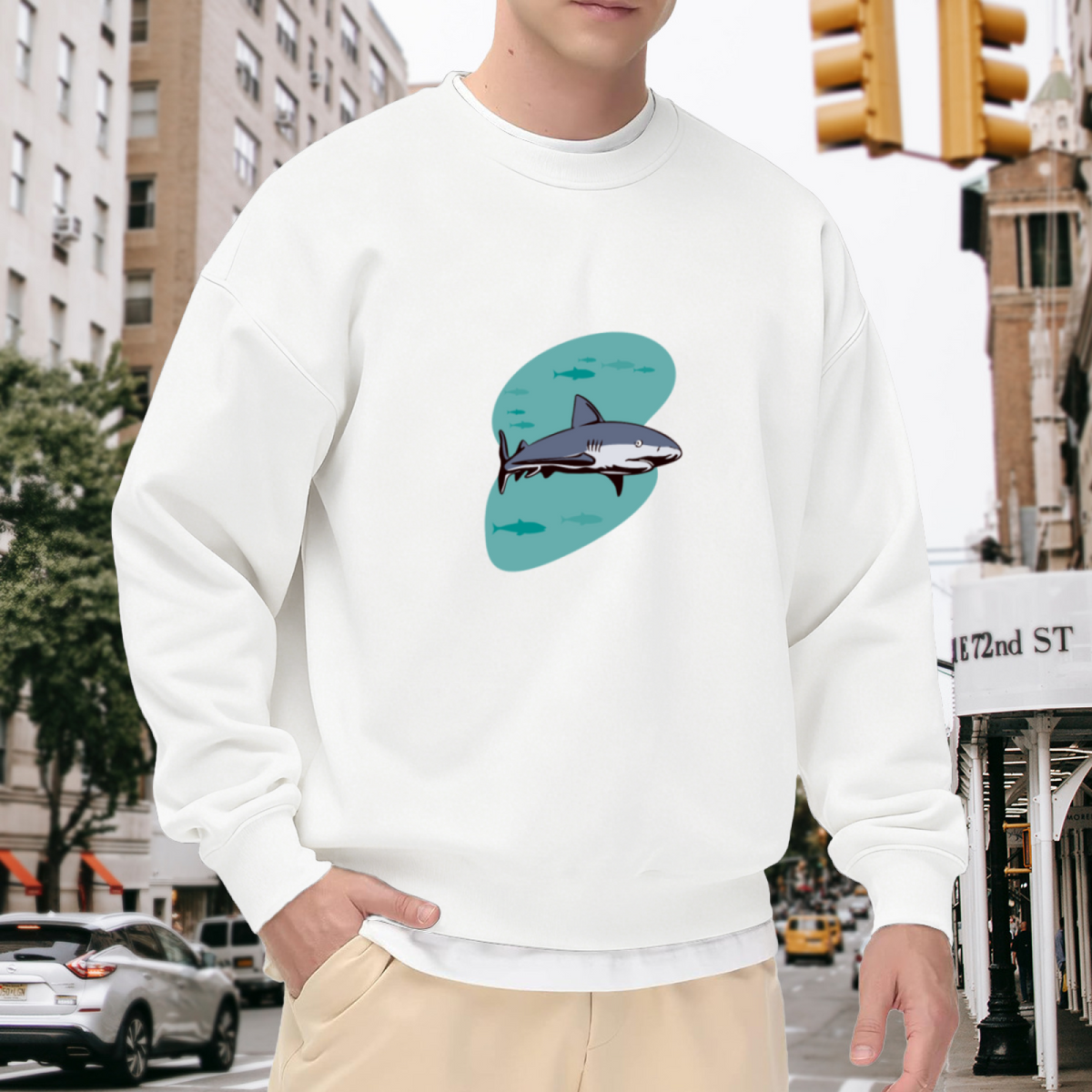 Great White Shark Graphic - Crewneck Sweatshirt | Shark Lover, Shark Gift, Animal Design Gift