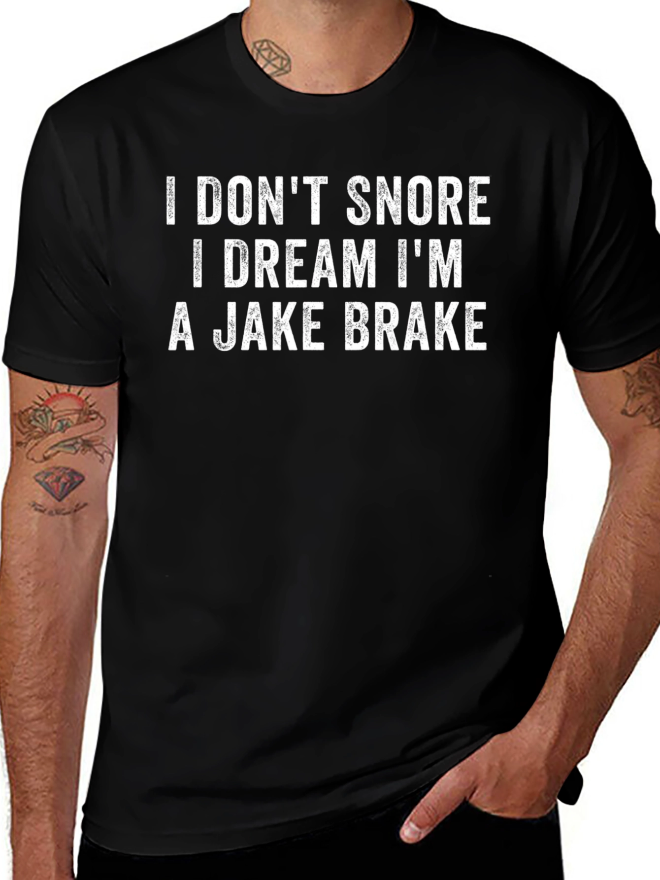 Funny I Dream Im A Jake Brake Black T-Shirt