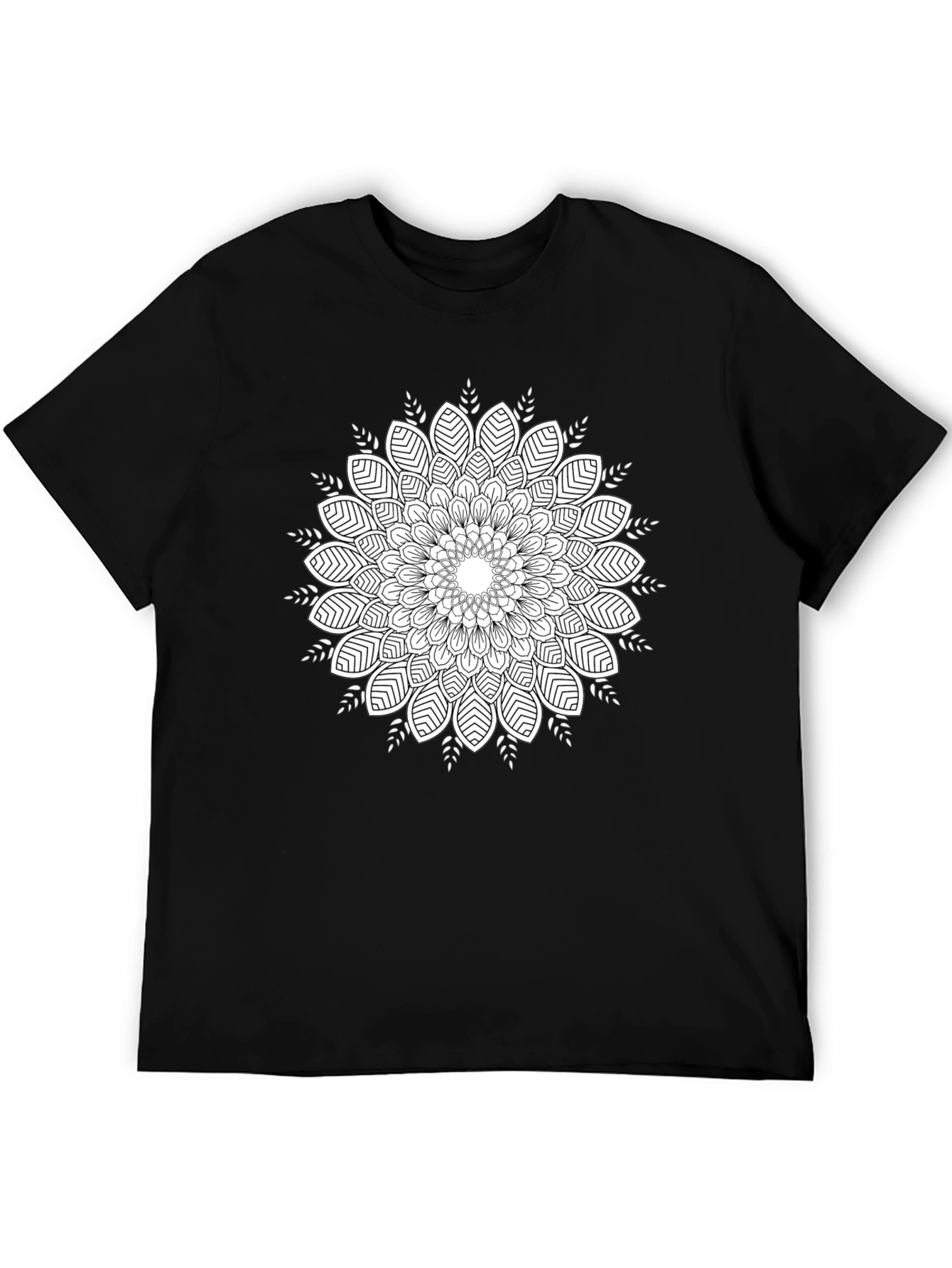 Black T-Shirt with Mandala Print