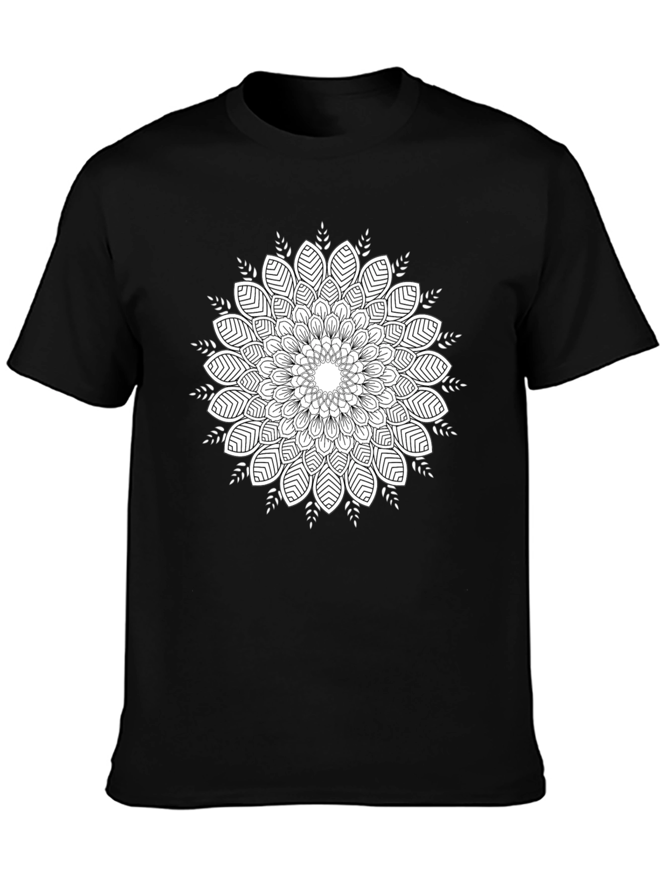 Black T-Shirt with Mandala Print