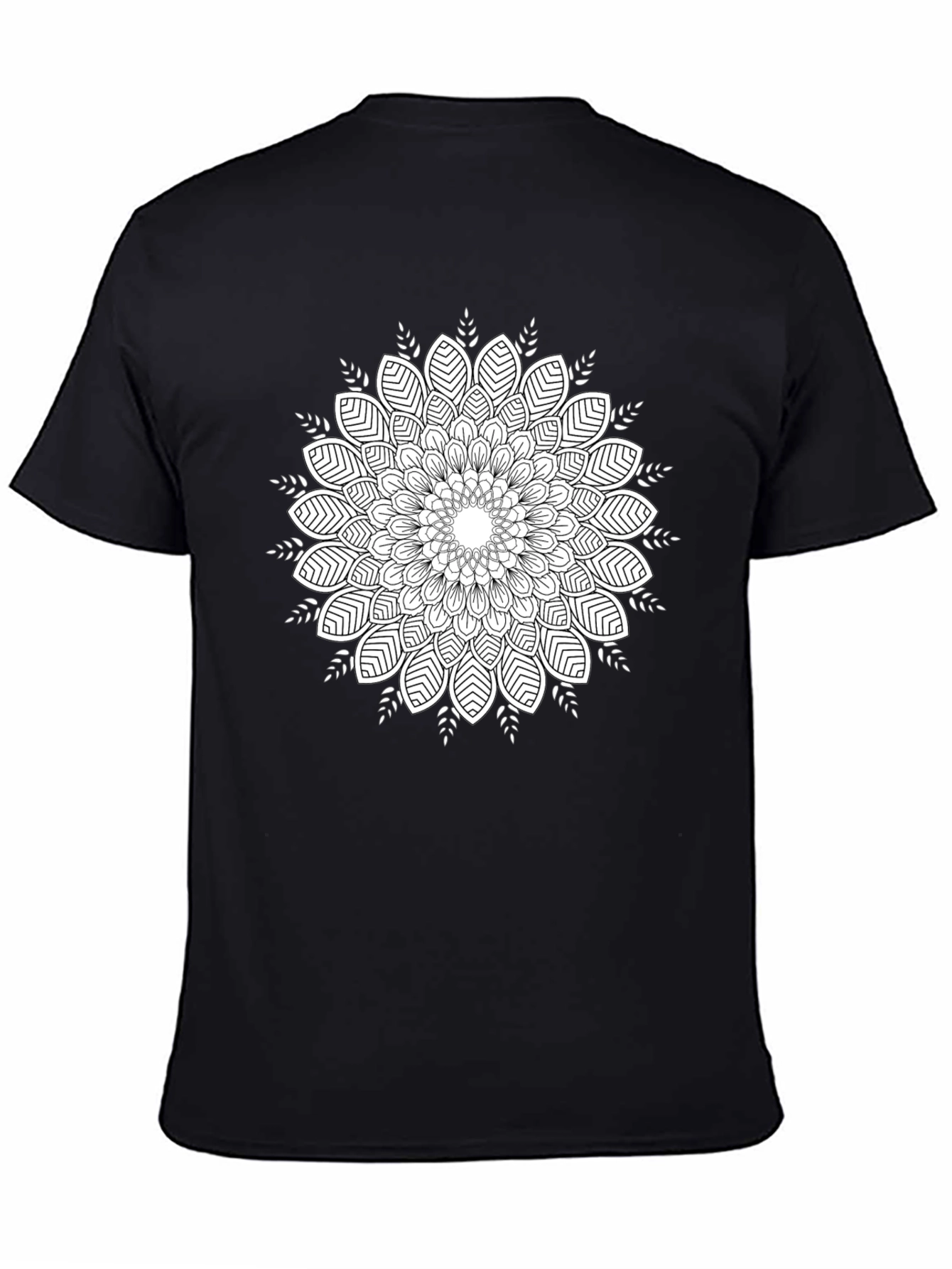 Black T-Shirt with Mandala Print