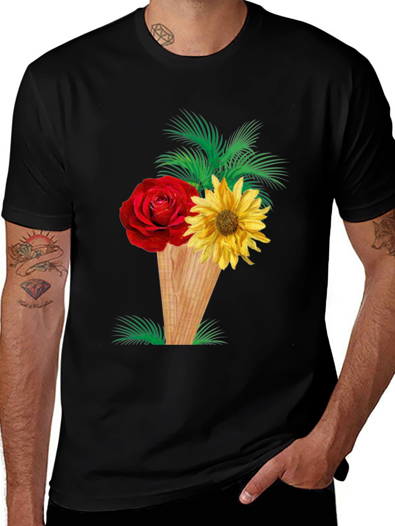 Floral Ice Cream Cone Graphic Tee
