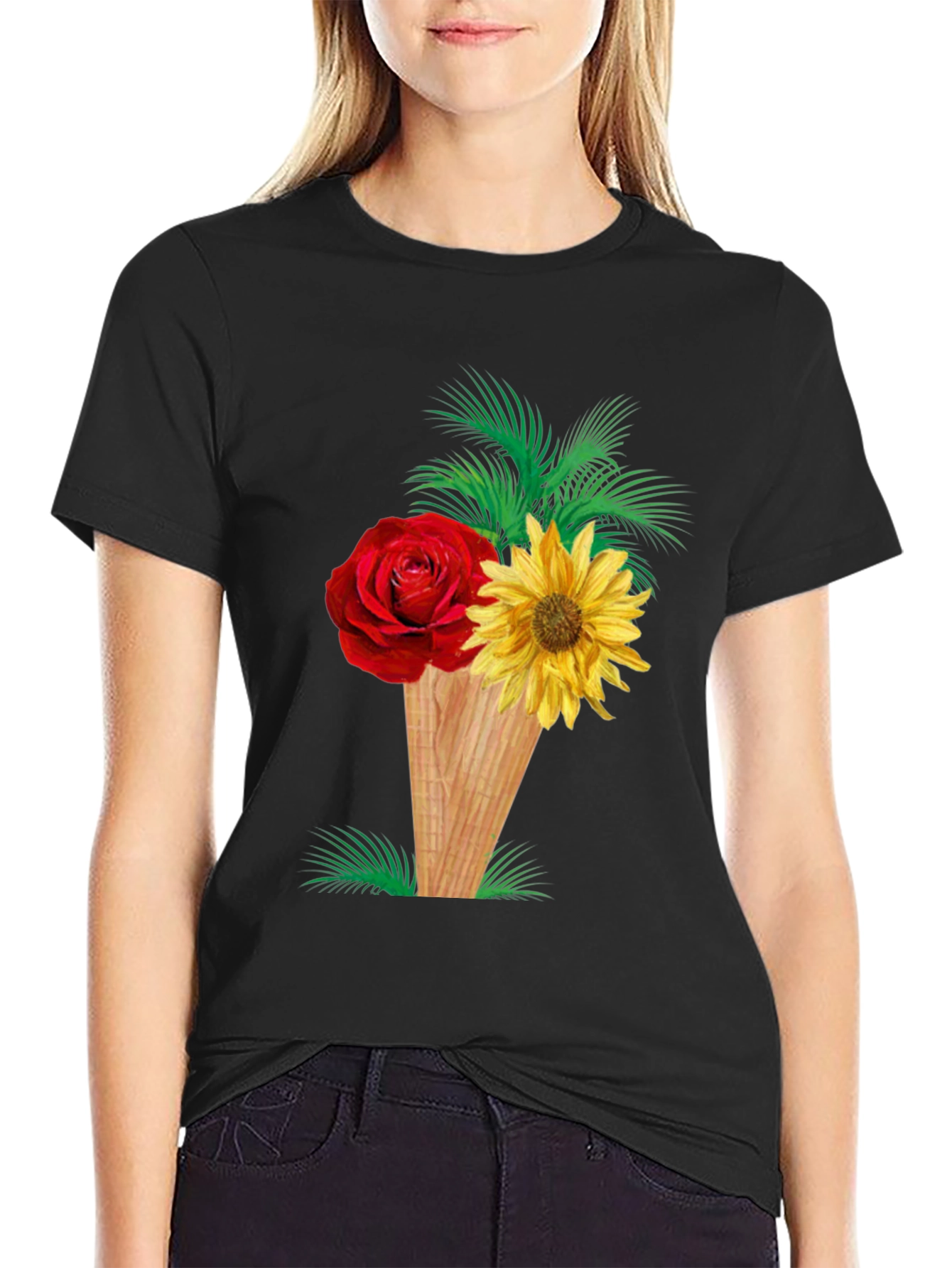 Floral Ice Cream Cone Graphic Tee