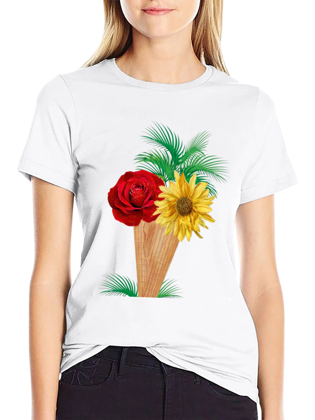 Floral Ice Cream Cone Graphic Tee