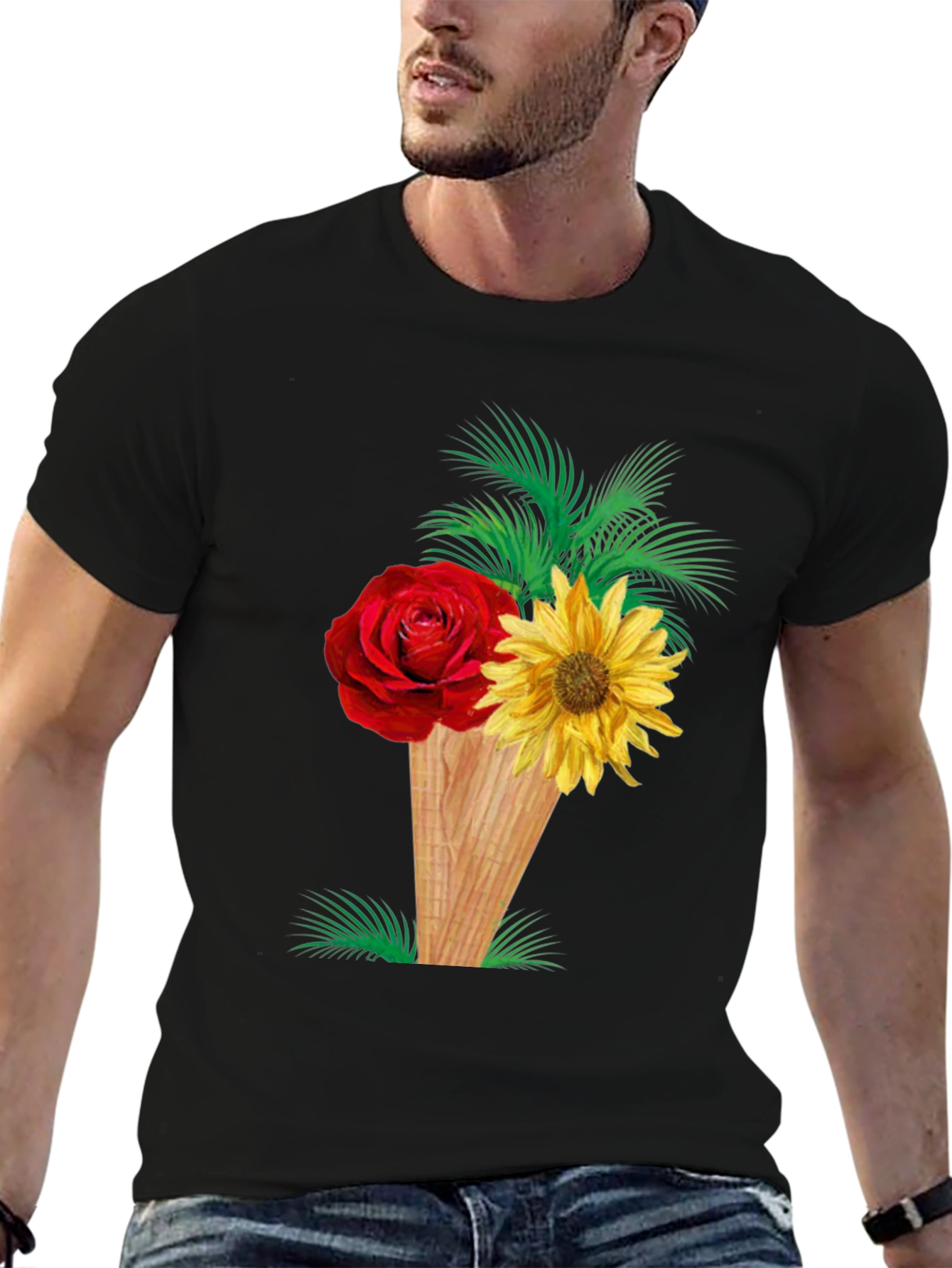 Floral Ice Cream Cone Graphic Tee