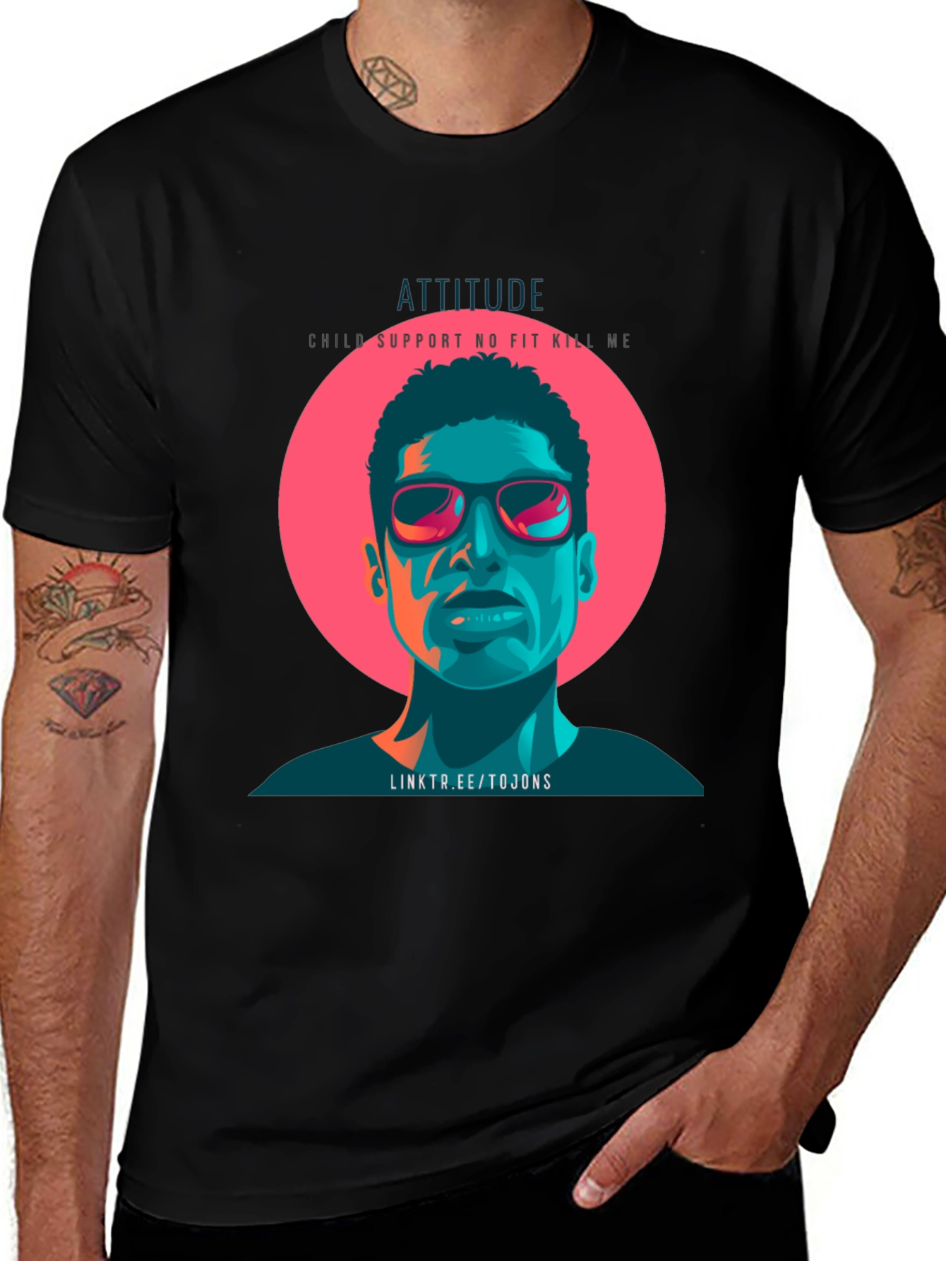 Attitude Graphic Print Black T-Shirt