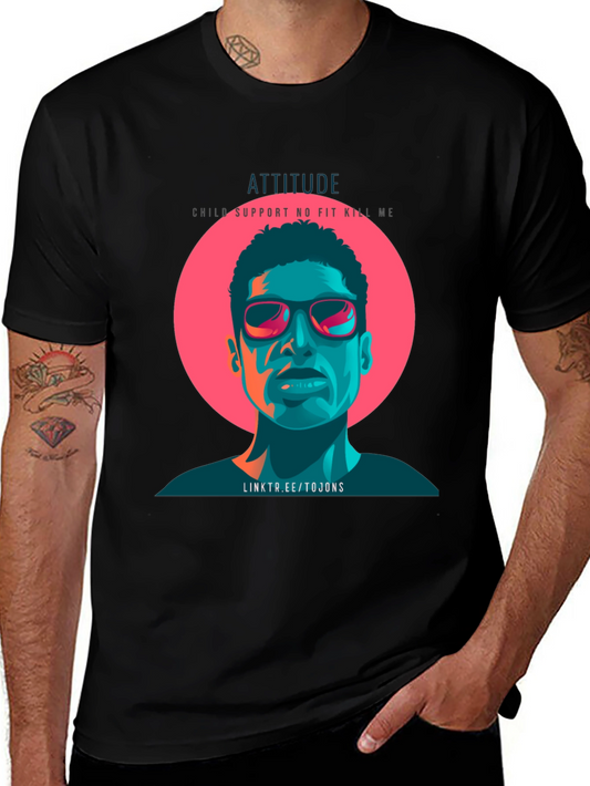 Attitude Graphic Print Black T-Shirt
