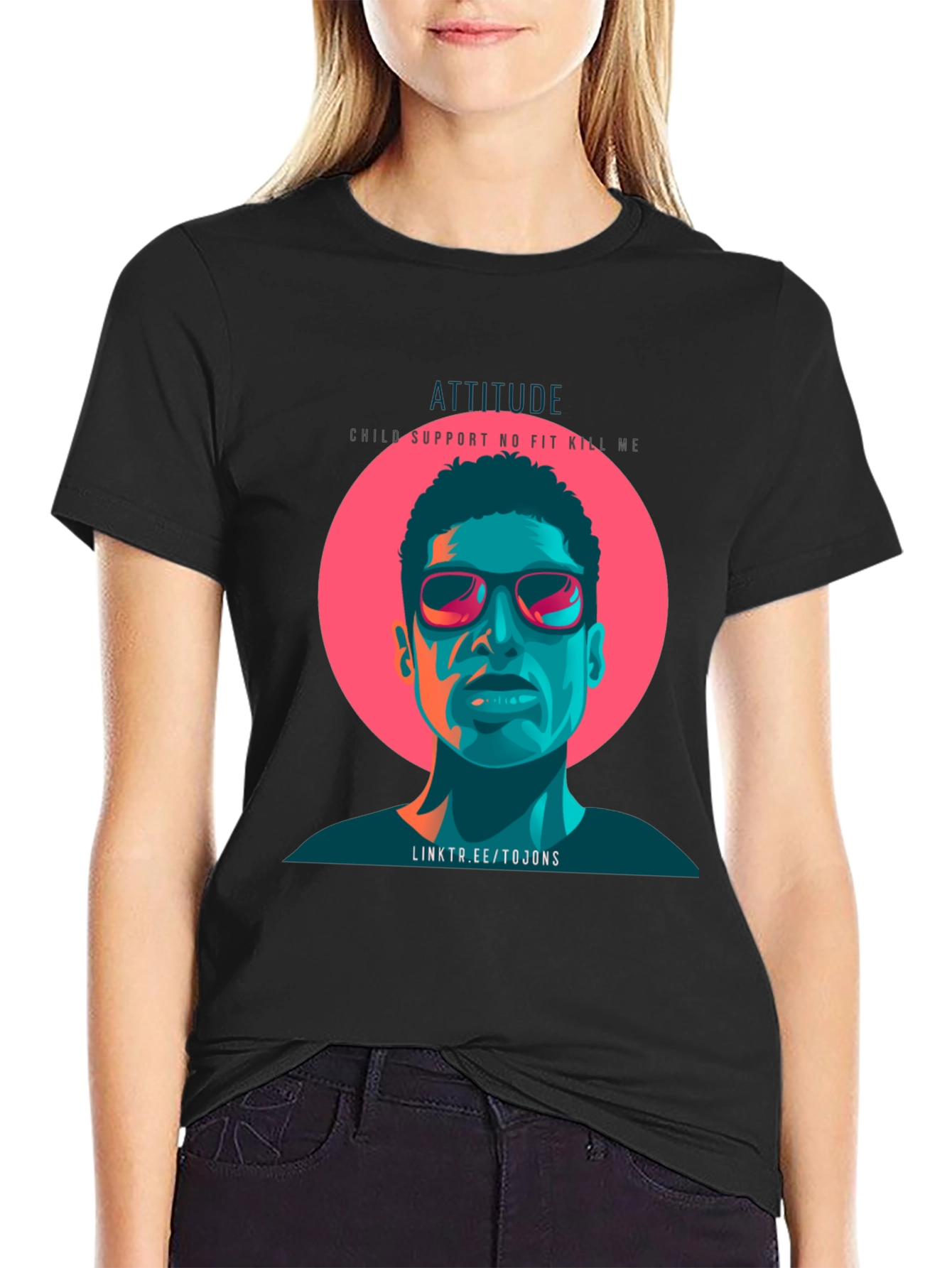 Attitude Graphic Print Black T-Shirt