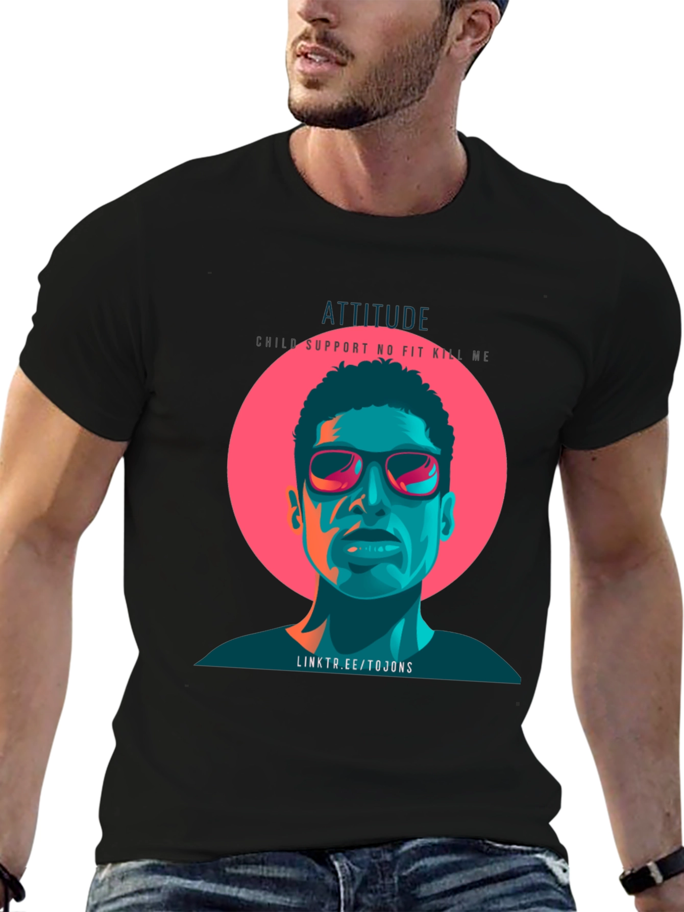Attitude Graphic Print Black T-Shirt