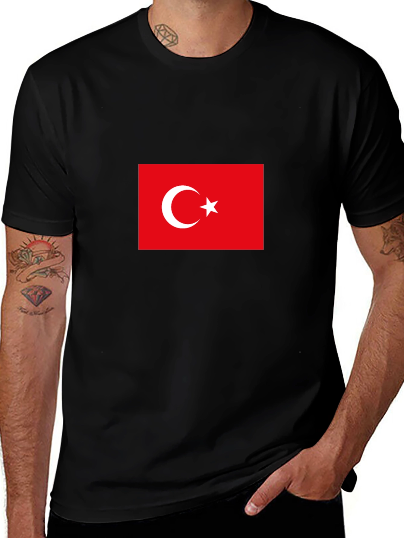 Turkey Flag T-Shirt - Black Cotton Tee
