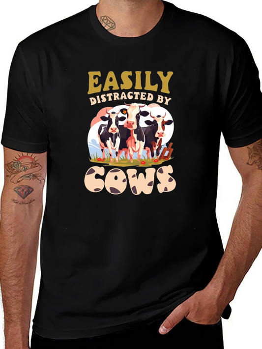 Easily Distracted by Cows Black T-Shirt