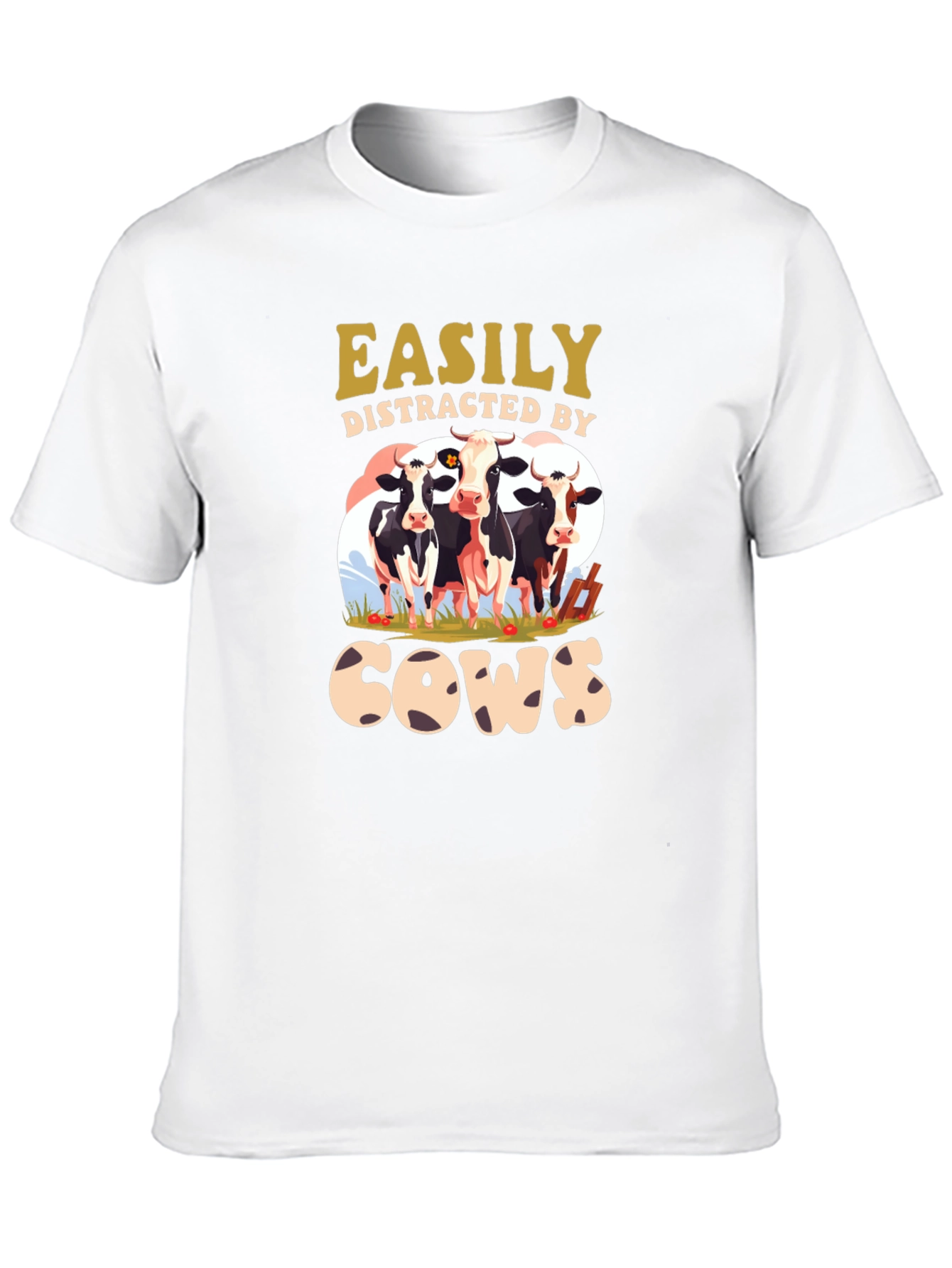 Easily Distracted by Cows Black T-Shirt