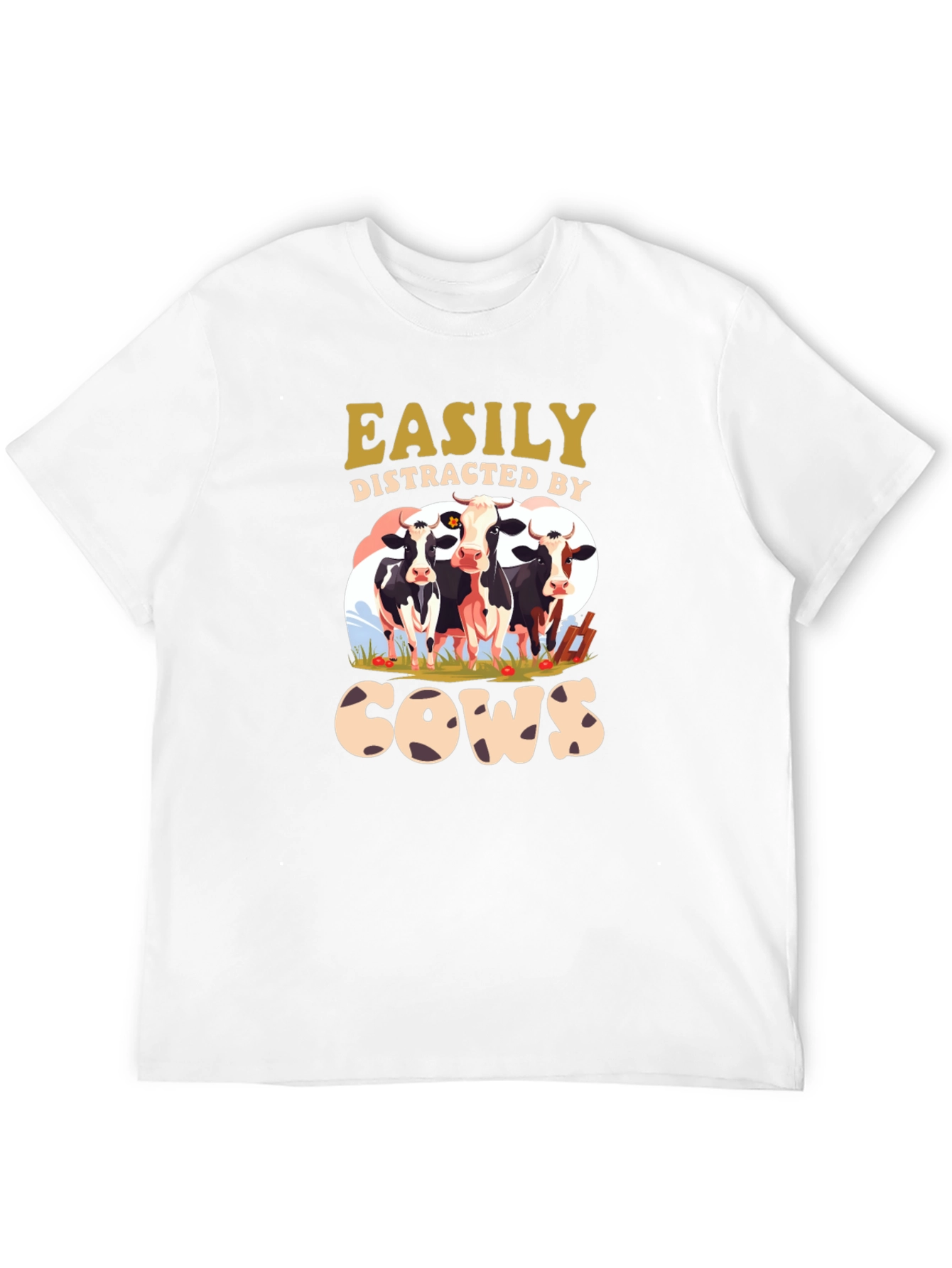 Easily Distracted by Cows Black T-Shirt