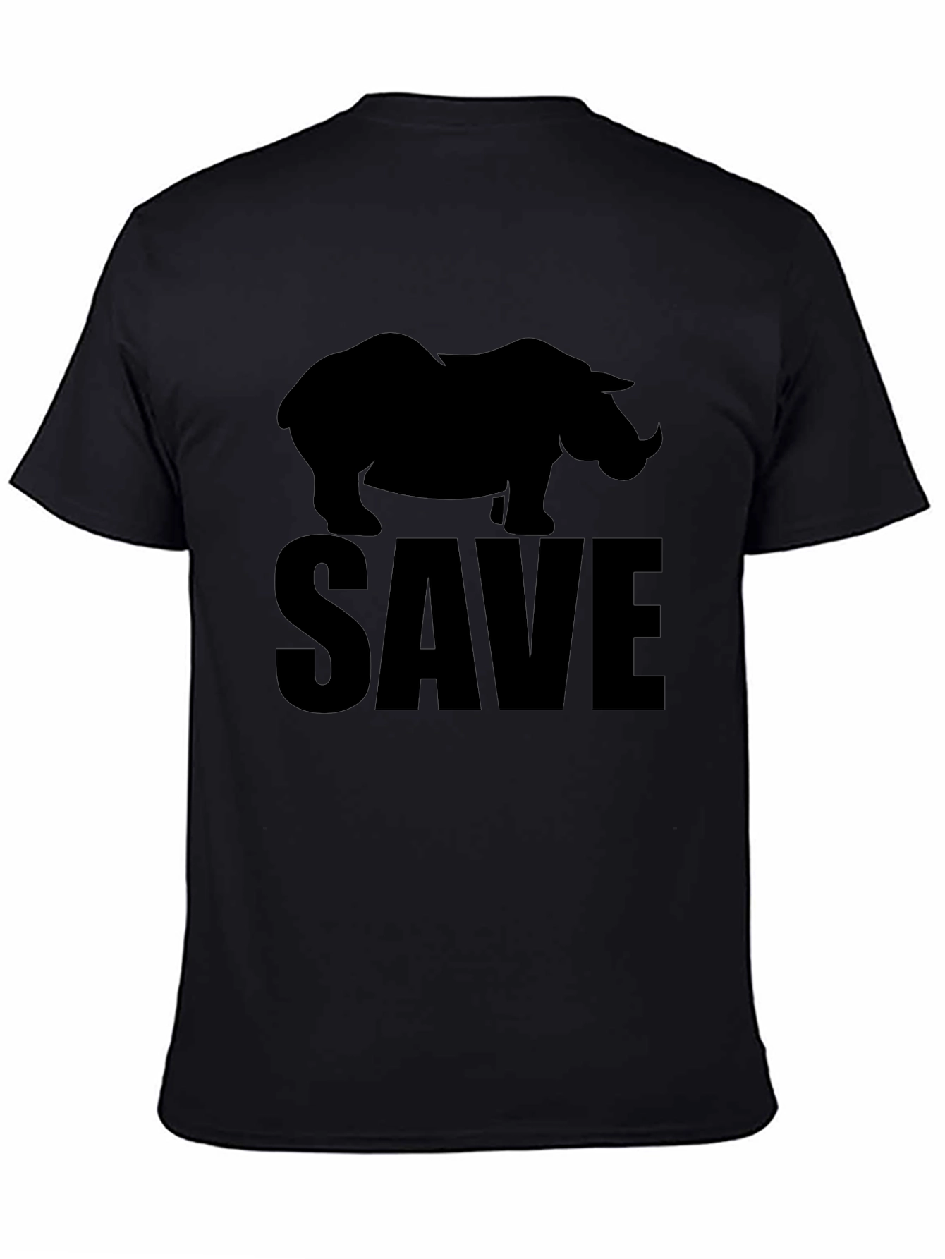 Save Rhinos Graphic Tee - Black Cotton T-Shirt