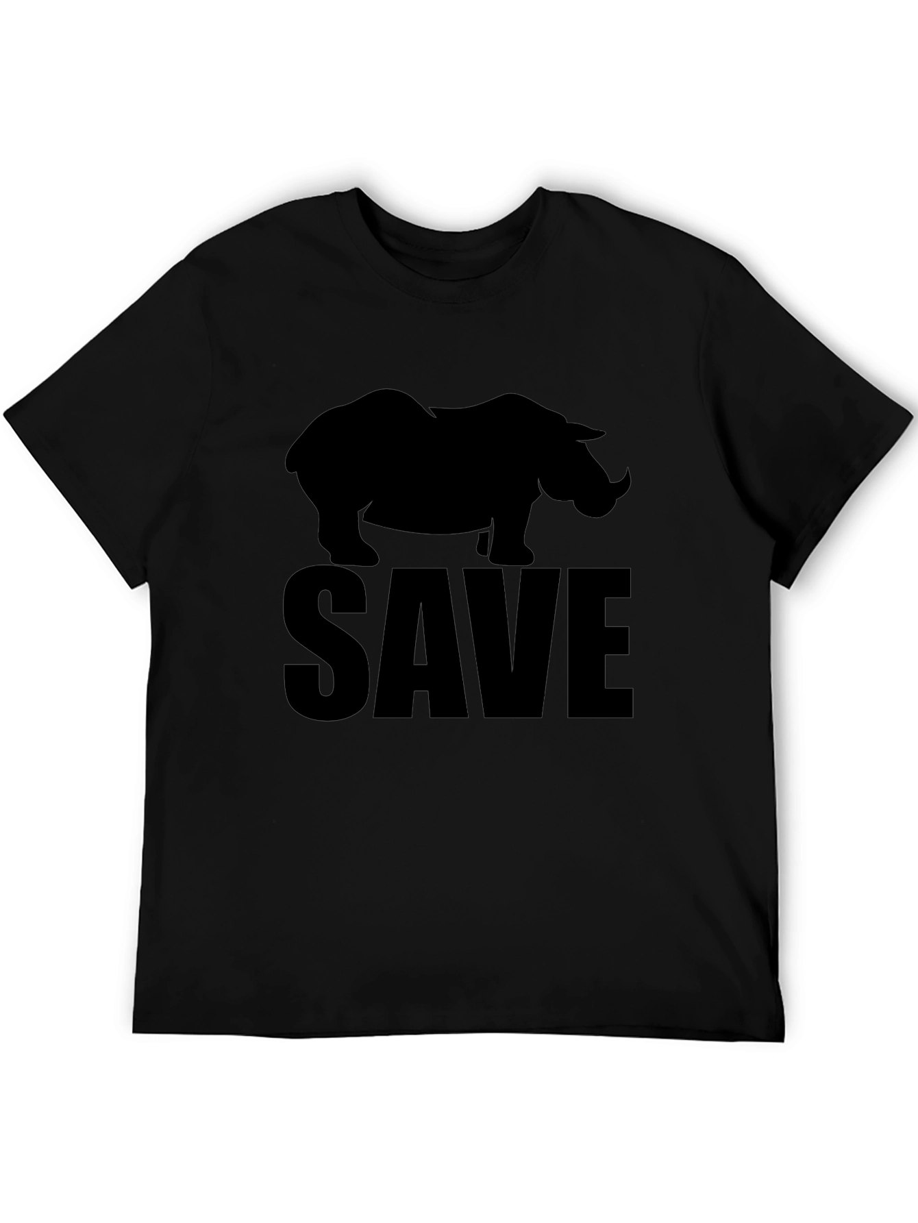 Save Rhinos Graphic Tee - Black Cotton T-Shirt