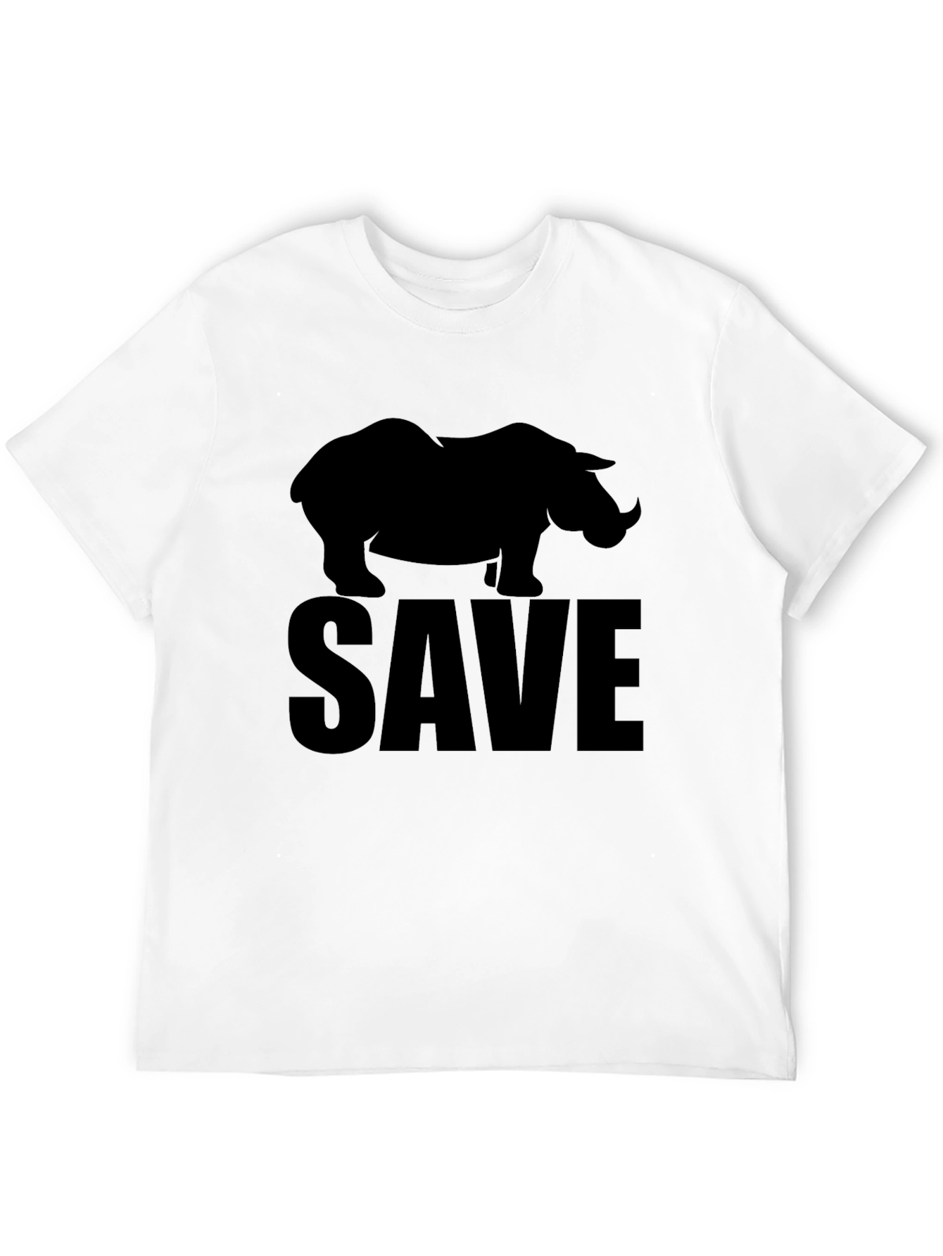 Save Rhinos Graphic Tee - Black Cotton T-Shirt