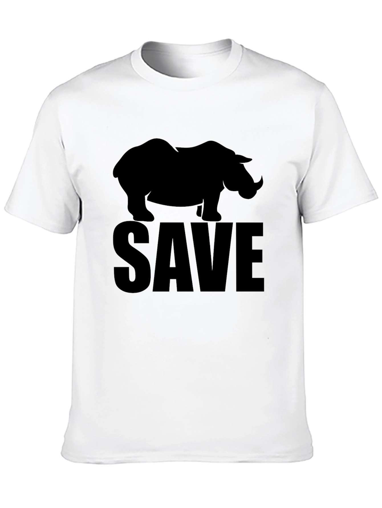 Save Rhinos Graphic Tee - Black Cotton T-Shirt