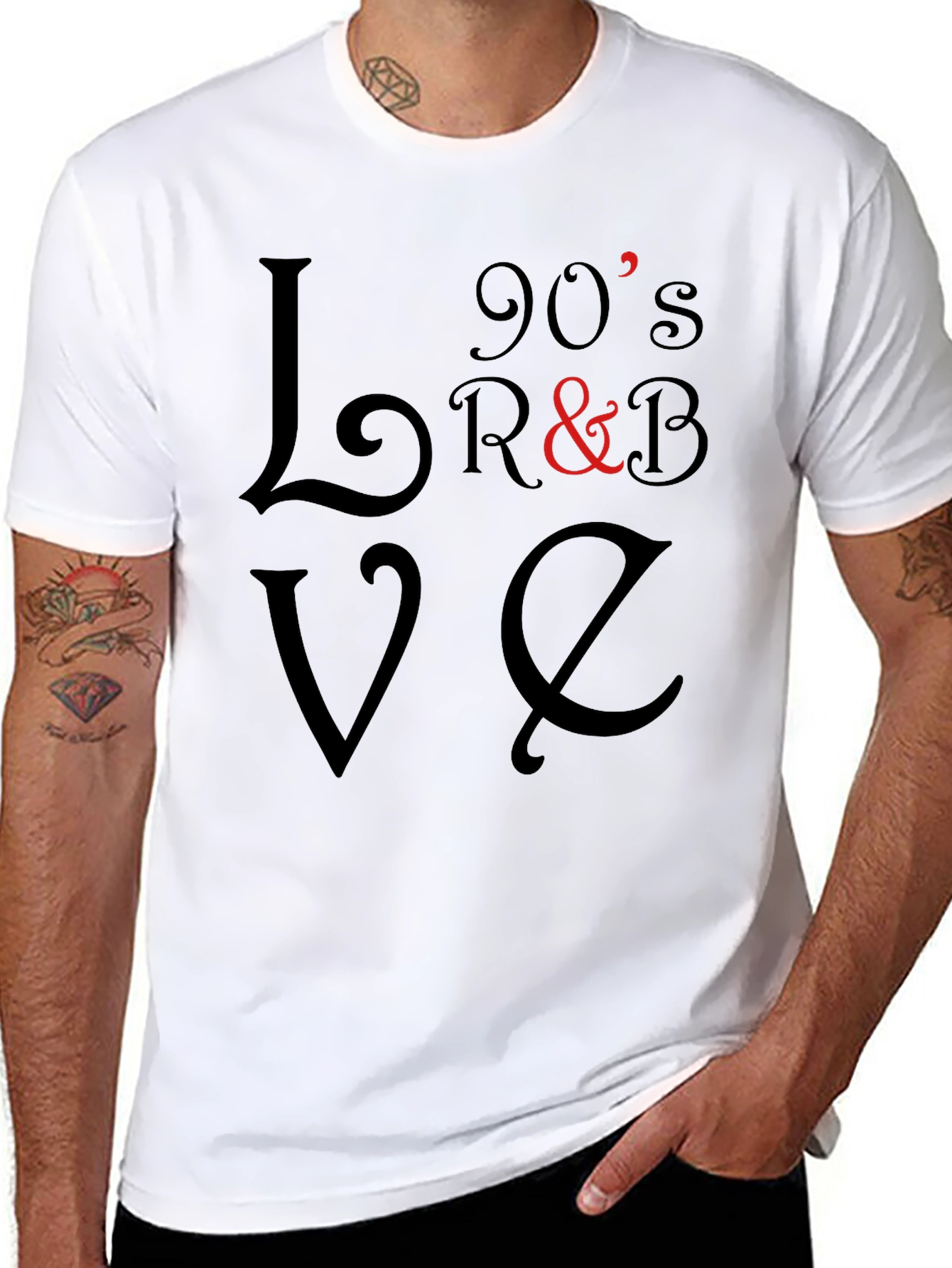 90s R&B Love T-Shirt - Black