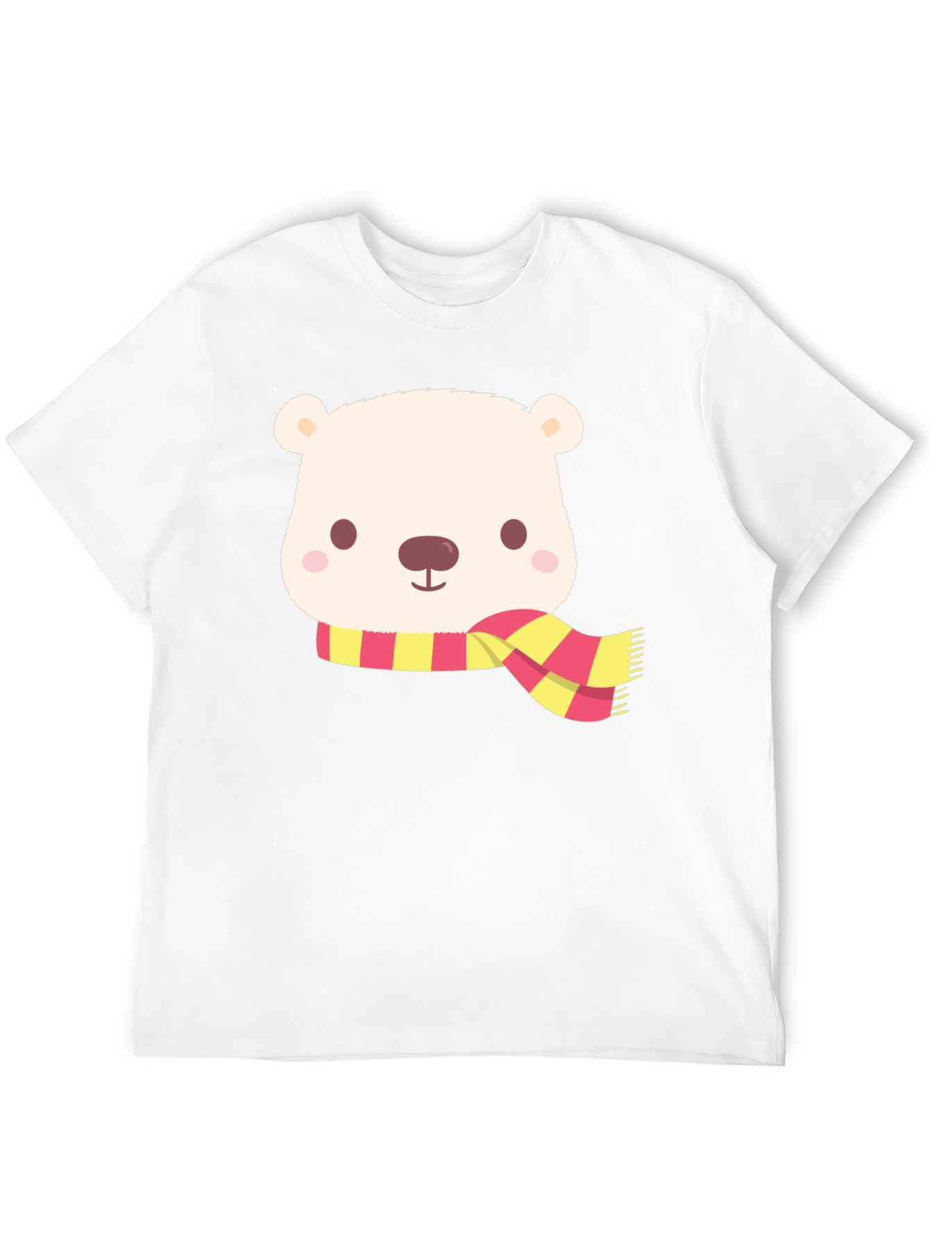 Cute Bear Scarf Black T-Shirt