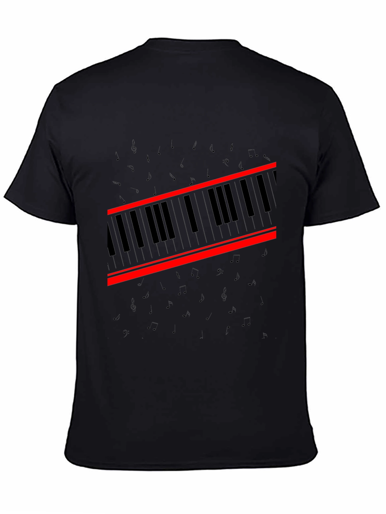 Piano Keys Graphic Tee - Music Lovers Black T-Shirt