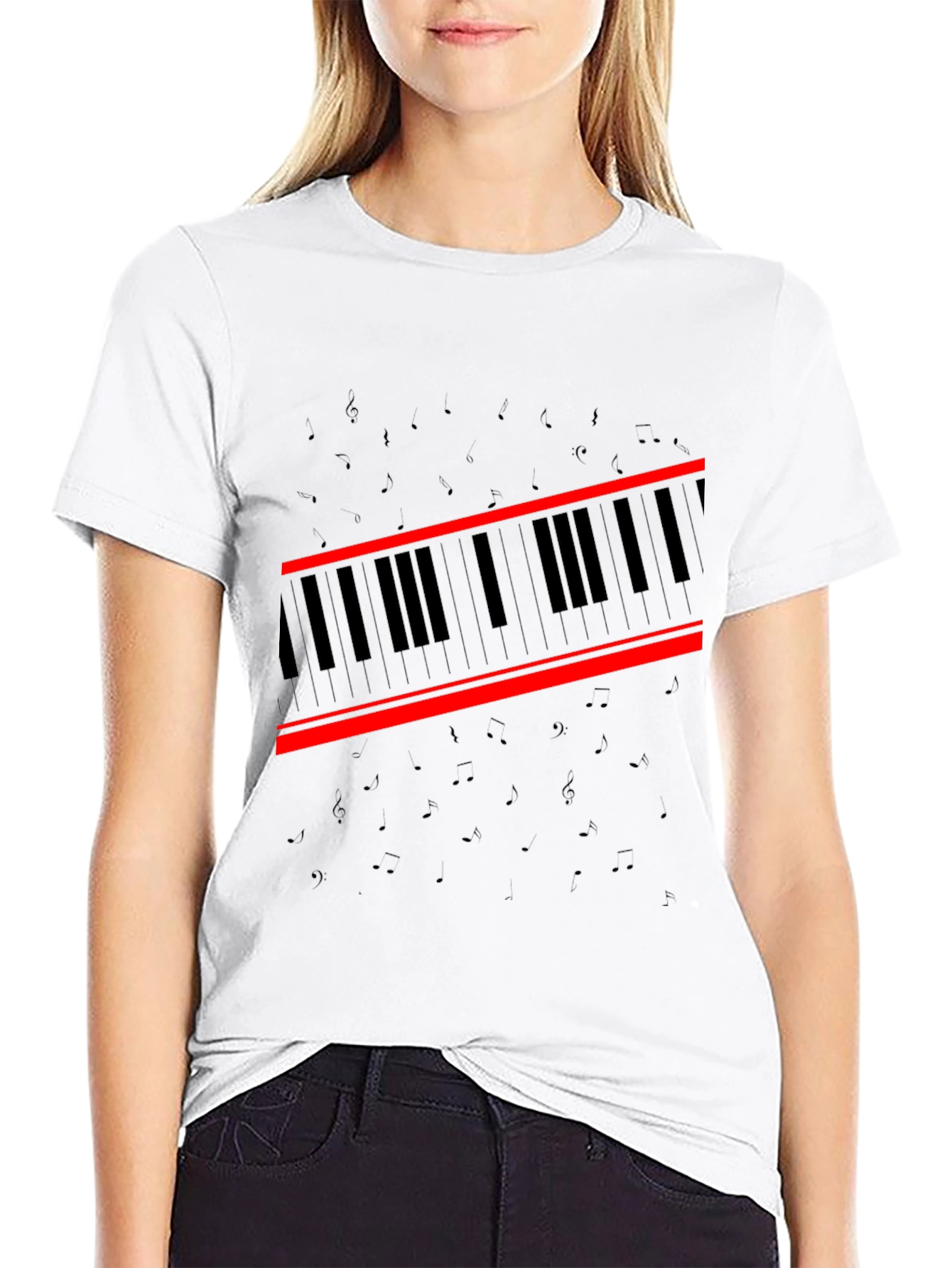 Piano Keys Graphic Tee - Music Lovers Black T-Shirt