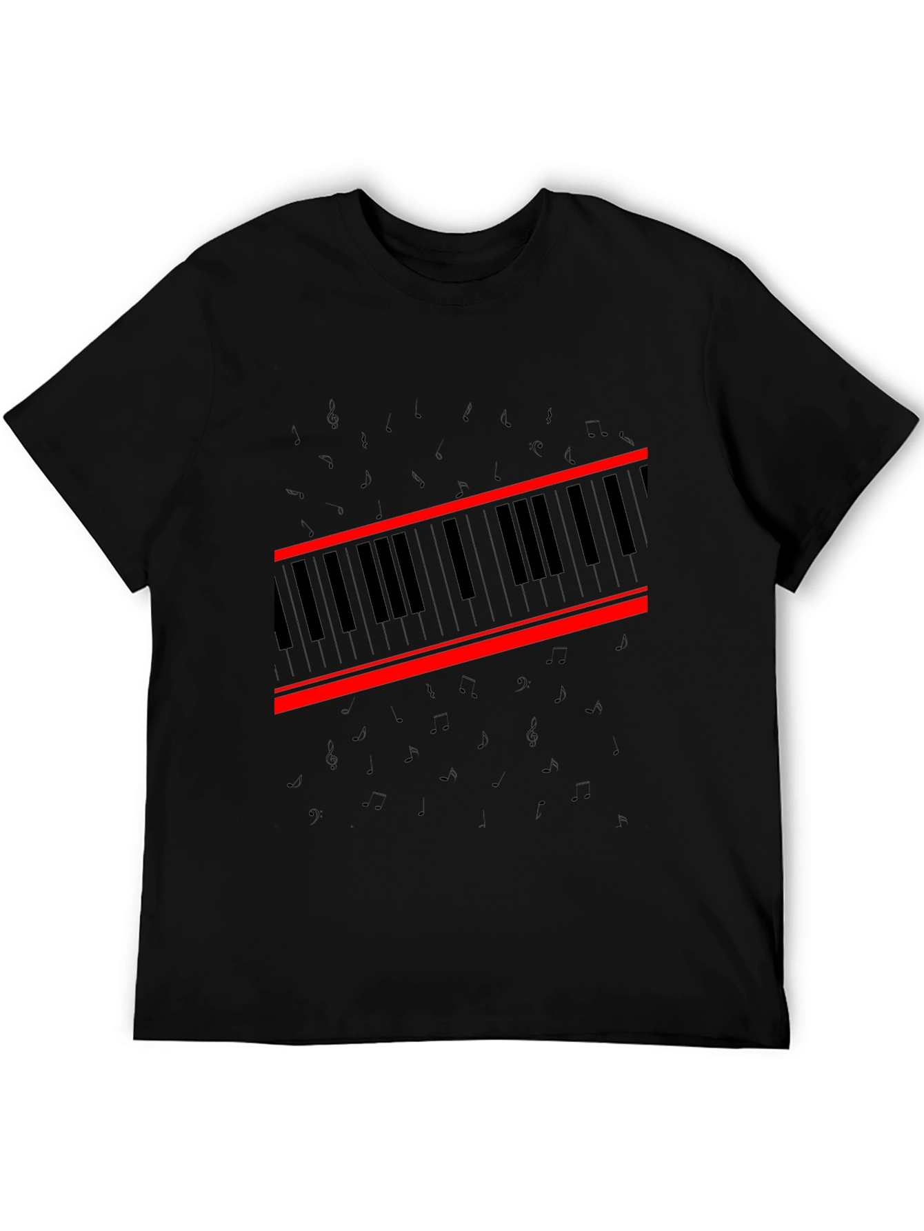 Piano Keys Graphic Tee - Music Lovers Black T-Shirt
